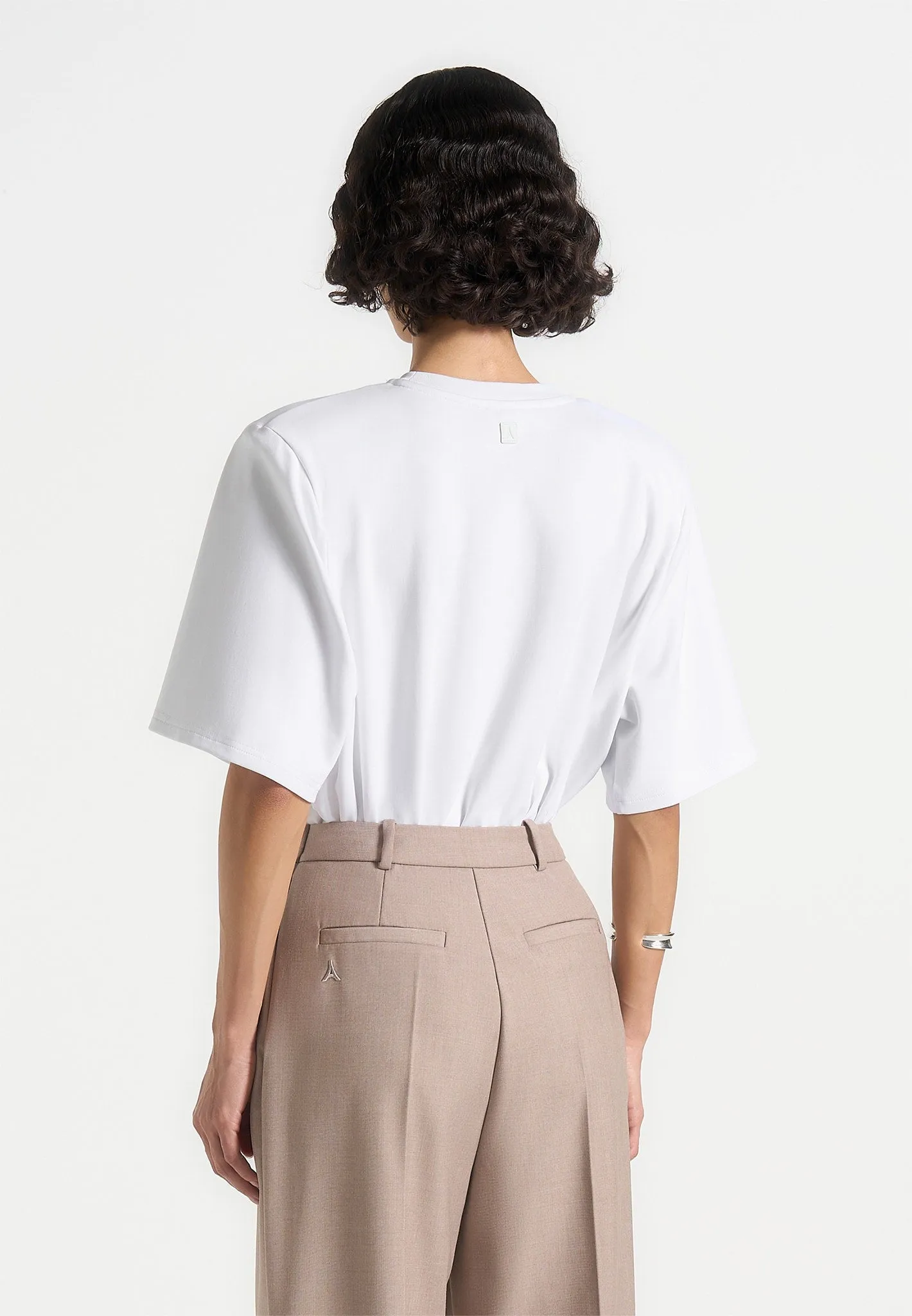 Mia - Wide Shoulder Bodysuit T-Shirt - White sold by Maniere De Voir product image thumbnail 3
