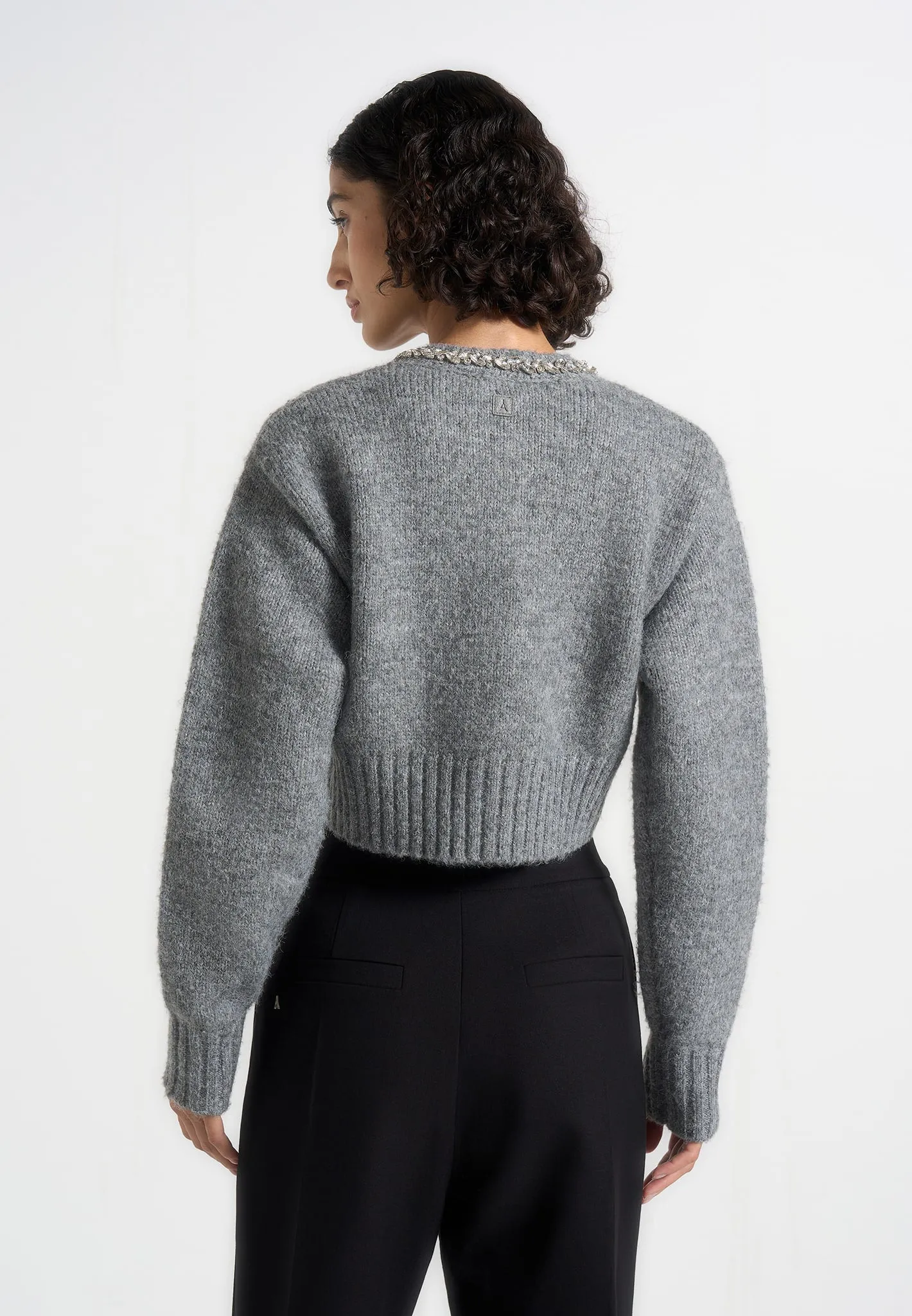 Caren - Embellished Brushed Wool Knit Cardigan - Grey sold by Maniere De Voir product image thumbnail 5
