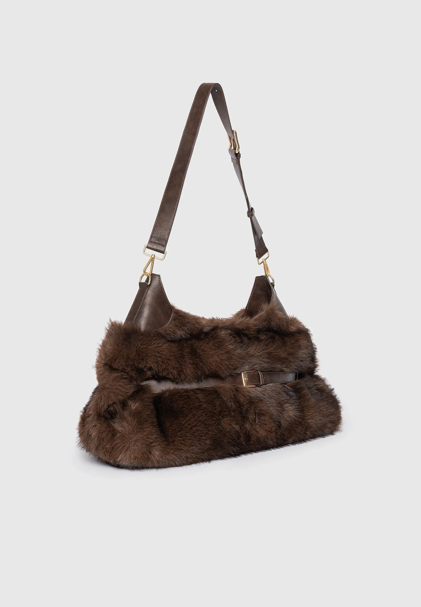 Cali - Fur Duffle Bag - Brown sold by Maniere De Voir product image thumbnail 3