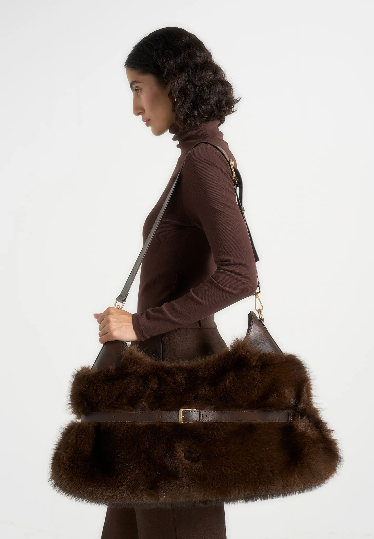 Cali - Fur Duffle Bag - Brown sold by Maniere De Voir