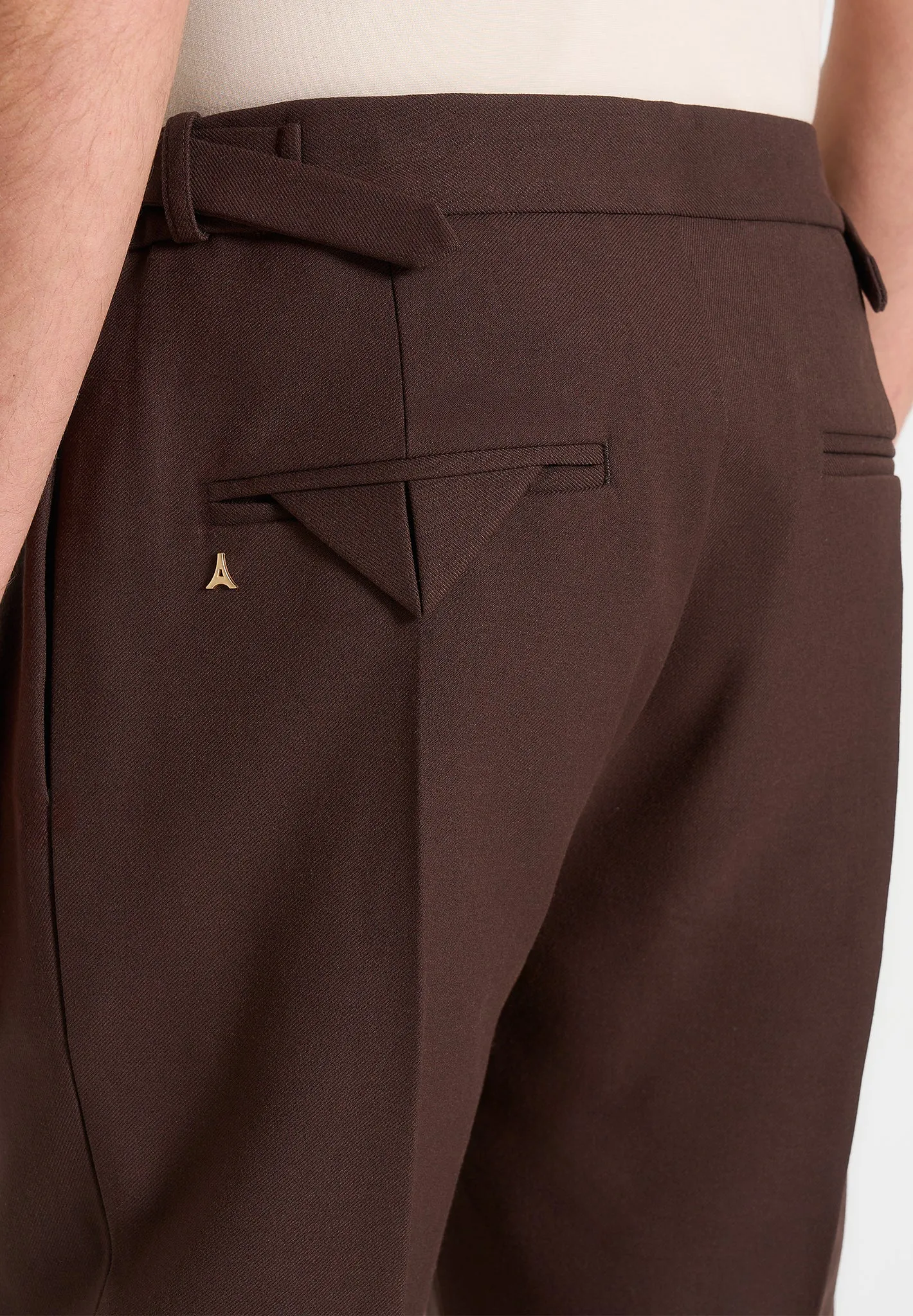 Hubert - Slim Fit Tailored Trousers - Brown sold by Maniere De Voir product image thumbnail 4