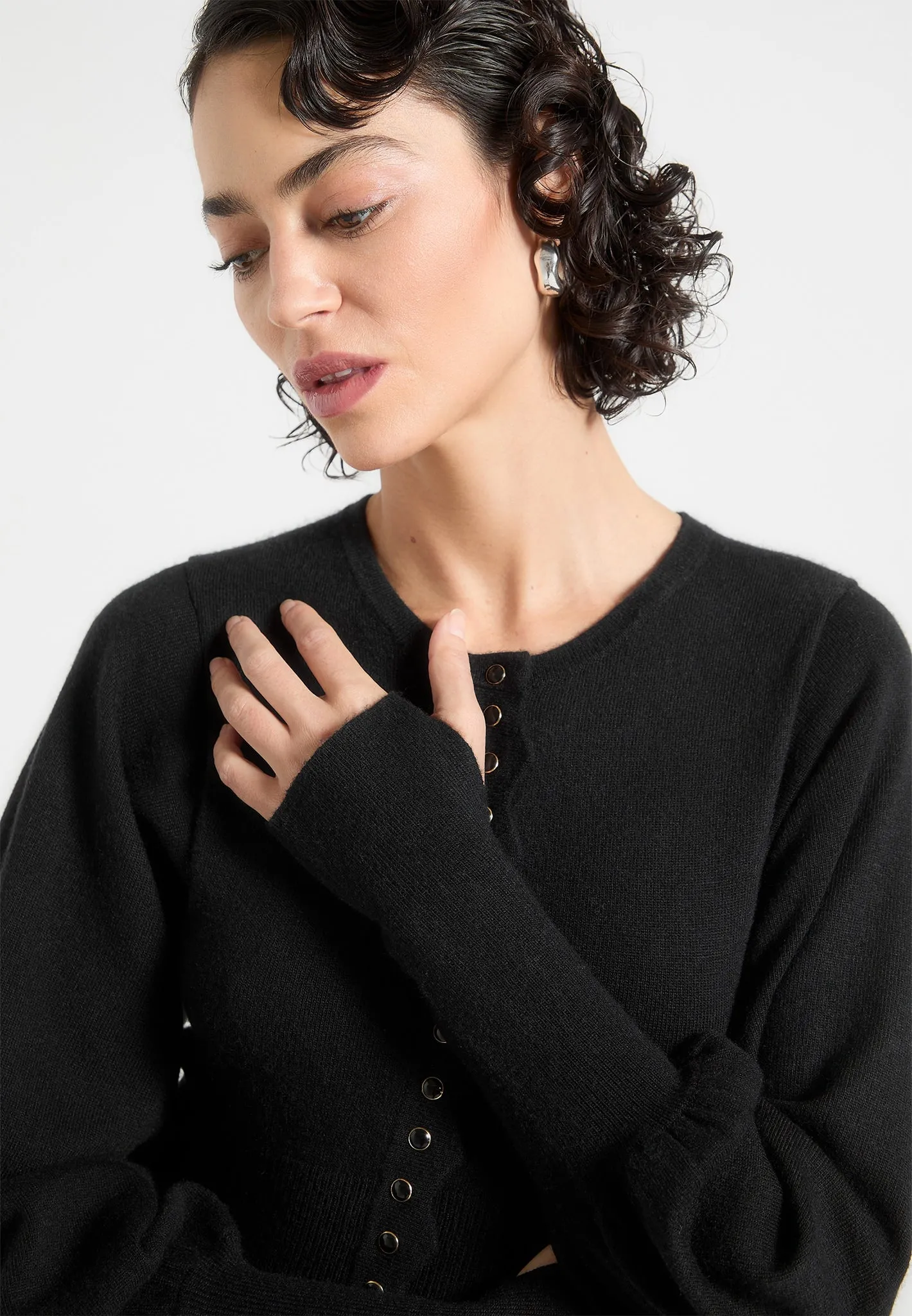 Michele - Knitted Scallop Hem Playsuit - Black sold by Maniere De Voir product image thumbnail 4