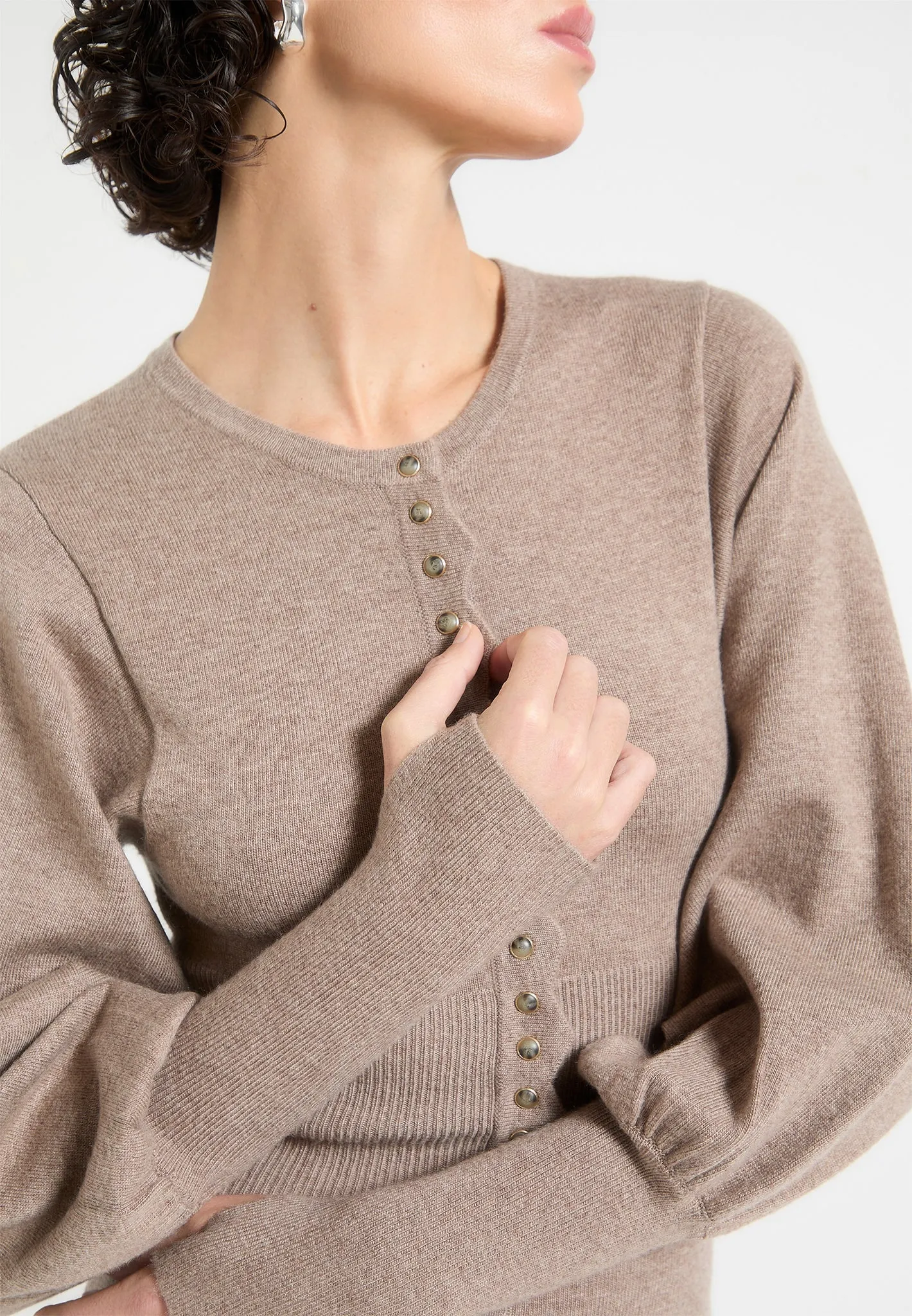 Michele - Knitted Scallop Hem Playsuit - Taupe sold by Maniere De Voir product image thumbnail 2