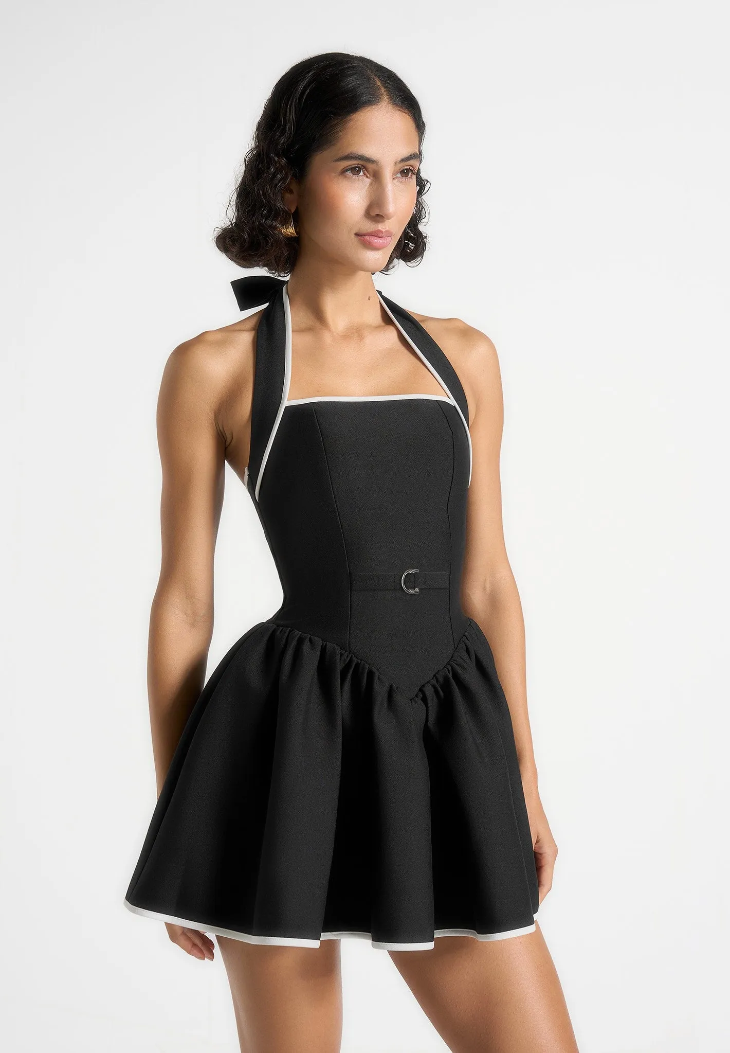 Roxana - Halter Neck Belted Mini Dress - Black sold by Maniere De Voir product image thumbnail 2