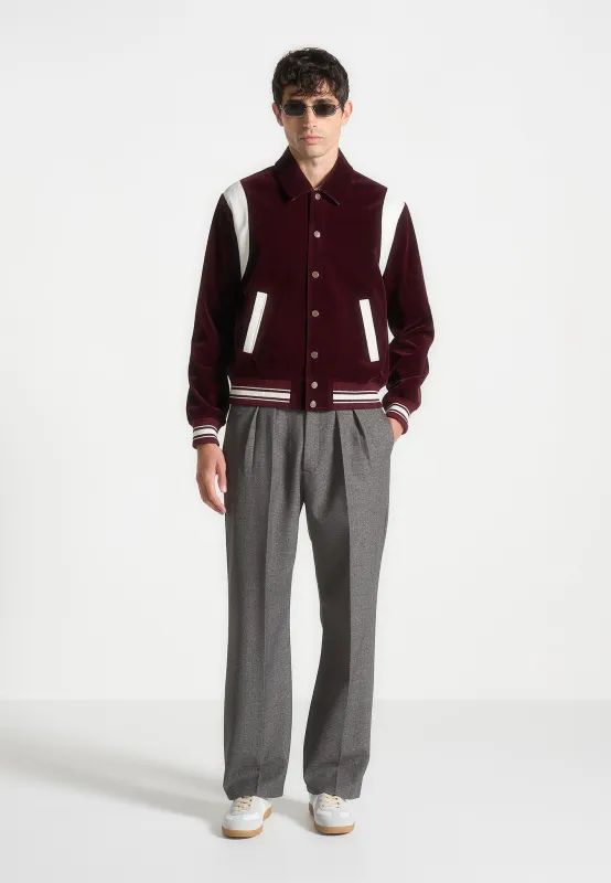 Nico - Velvet & Satin Varsity Jacket - Wine Red sold by Maniere De Voir