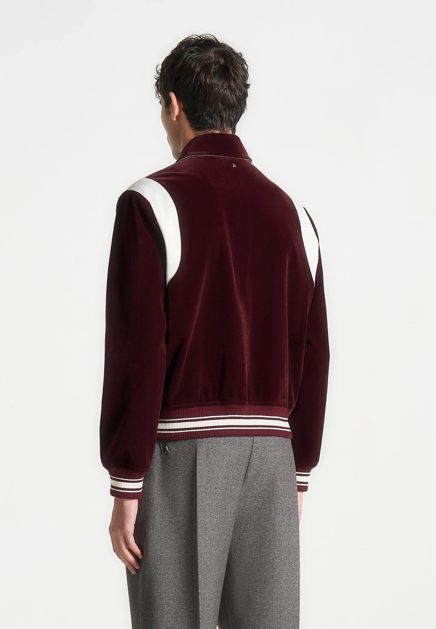 Nico - Velvet & Satin Varsity Jacket - Wine Red sold by Maniere De Voir product image thumbnail 5