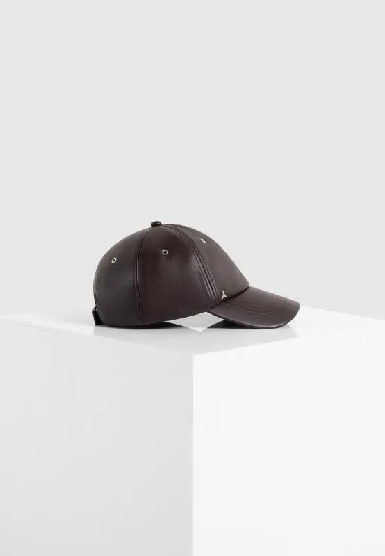 Lou - Leather Cap - Brown made by Maniere De Voir