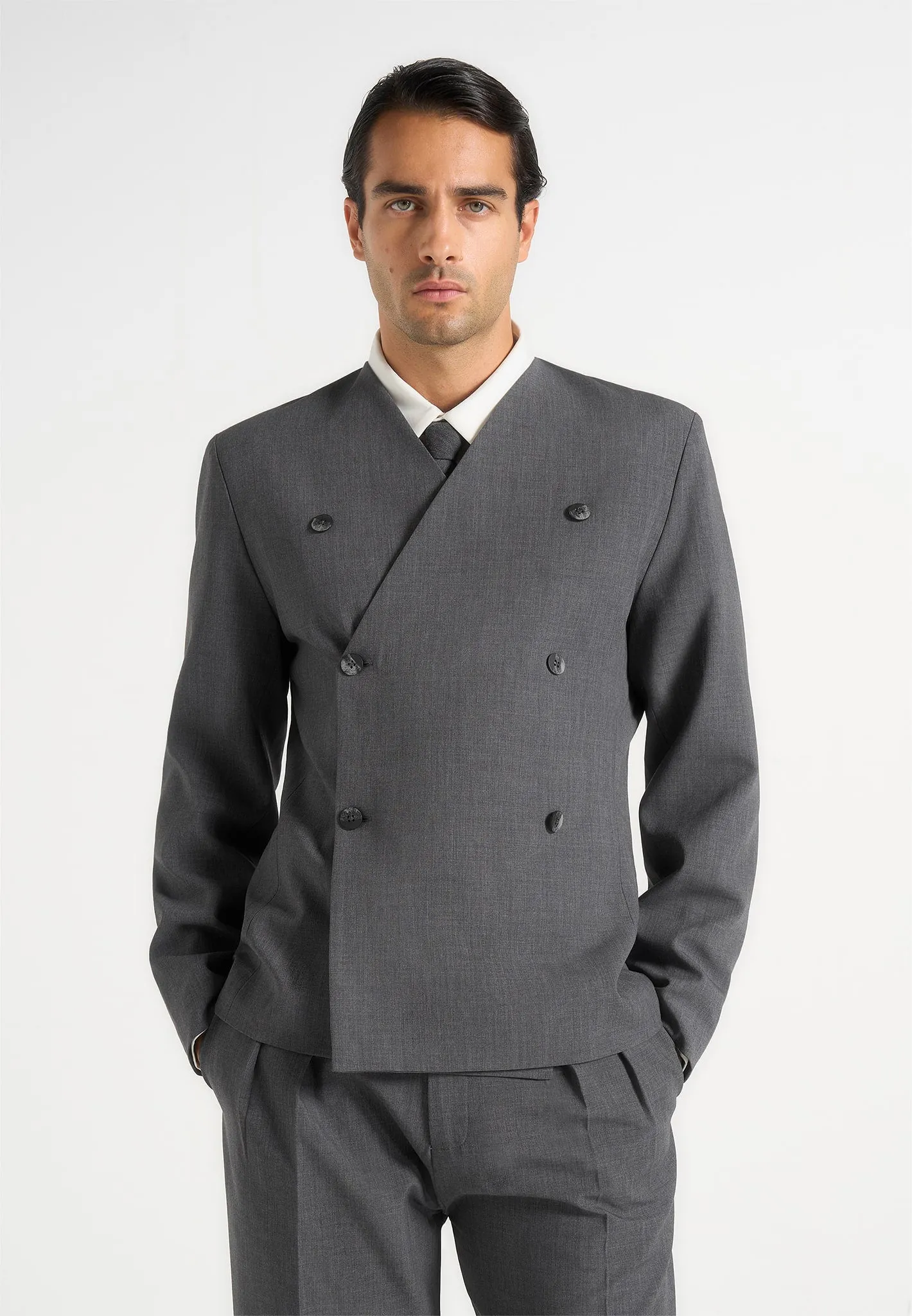 Timeo - Tailored Kimono Blazer - Grey sold by Maniere De Voir product image thumbnail 2