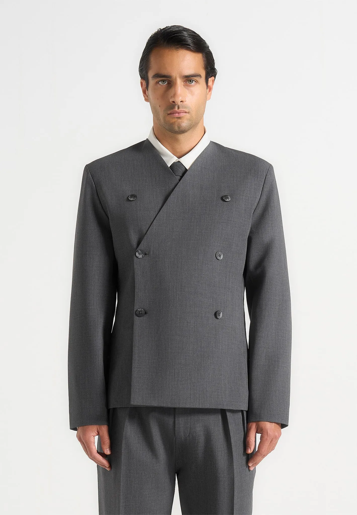 Timeo - Tailored Kimono Blazer - Grey sold by Maniere De Voir product image thumbnail 4