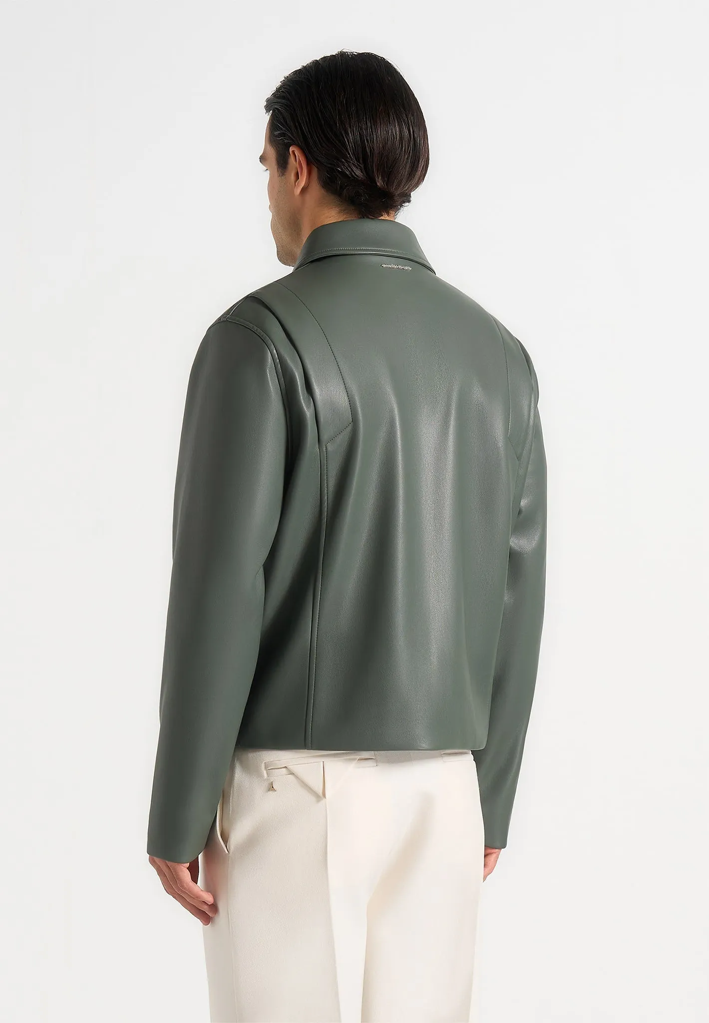 Yves - Minimal Leather Jacket - Olive sold by Maniere De Voir product image thumbnail 4