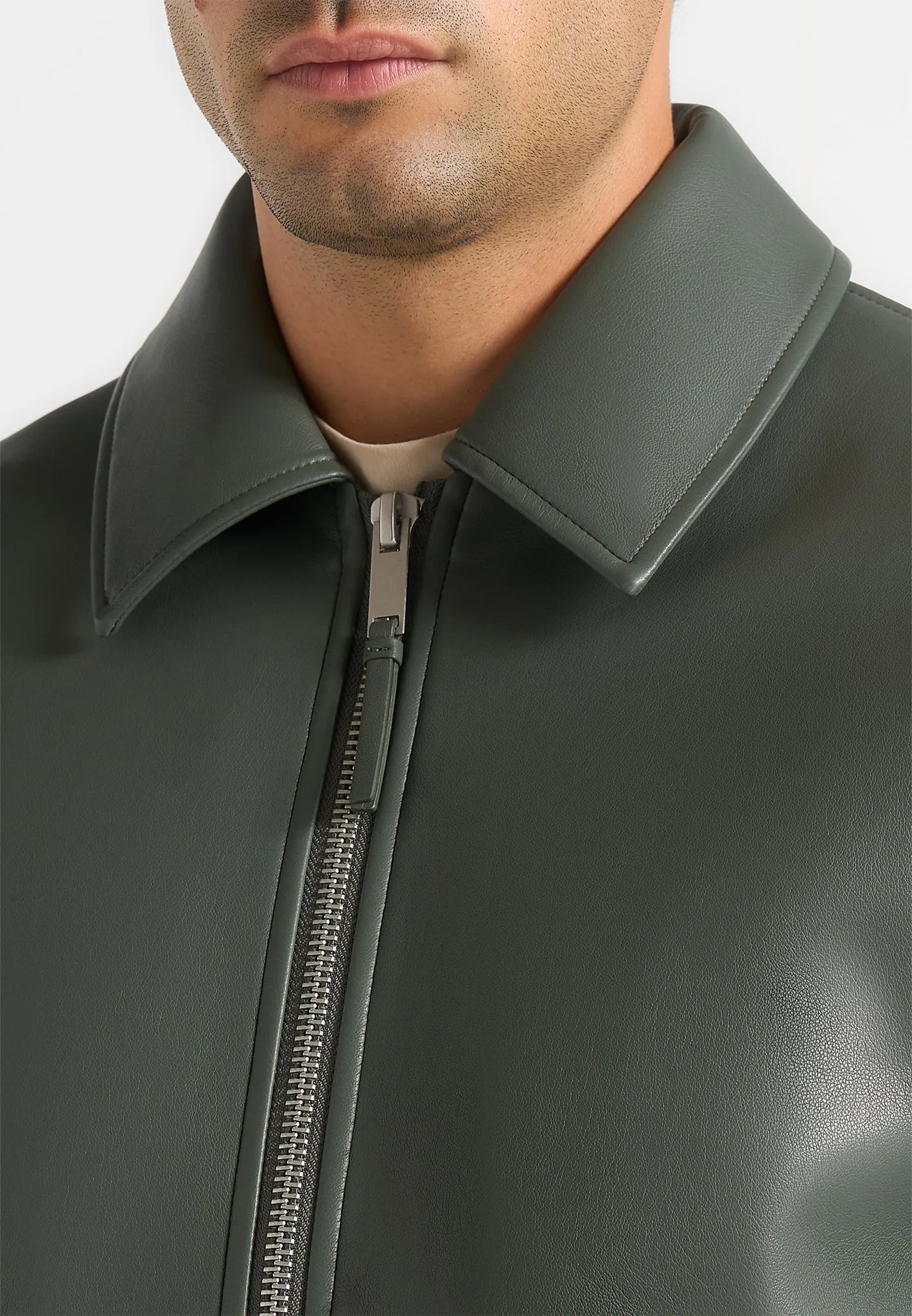 Yves - Minimal Leather Jacket - Olive sold by Maniere De Voir product image thumbnail 5