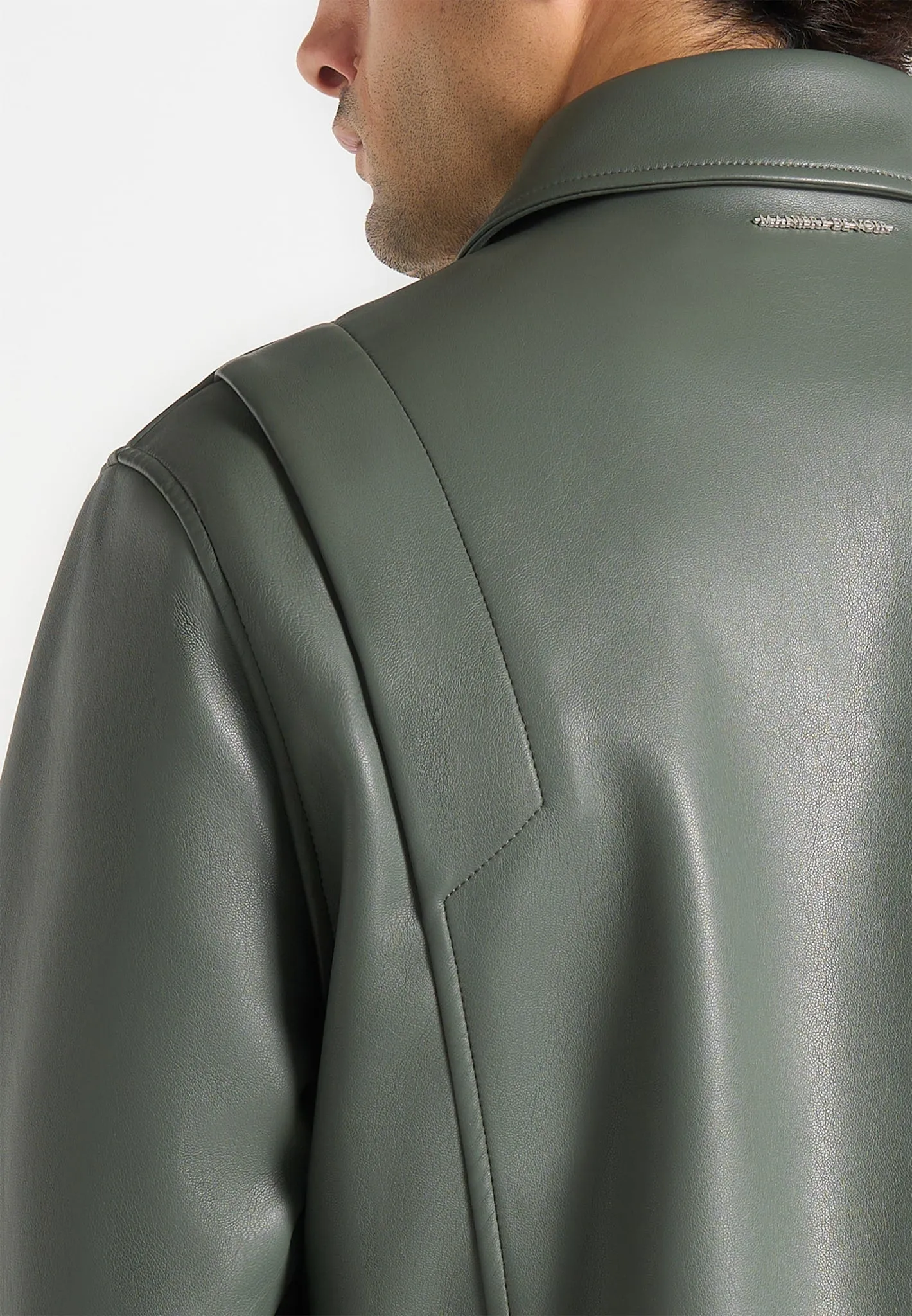 Yves - Minimal Leather Jacket - Olive sold by Maniere De Voir product image thumbnail 3