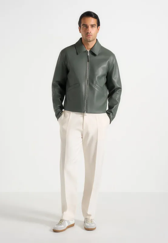 Yves - Minimal Leather Jacket - Olive sold by Maniere De Voir