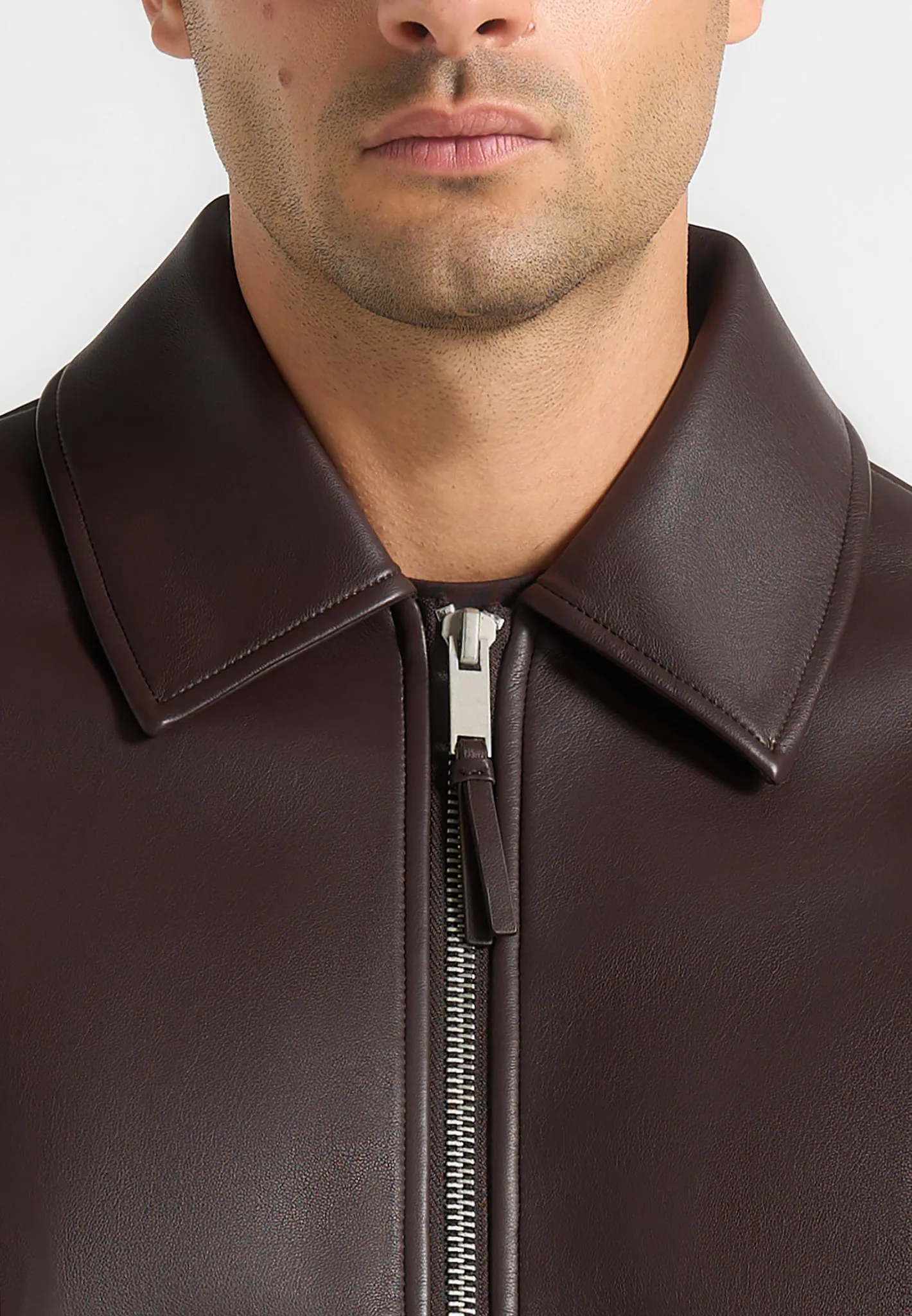 Yves - Minimal Leather Jacket - Brown sold by Maniere De Voir product image thumbnail 5