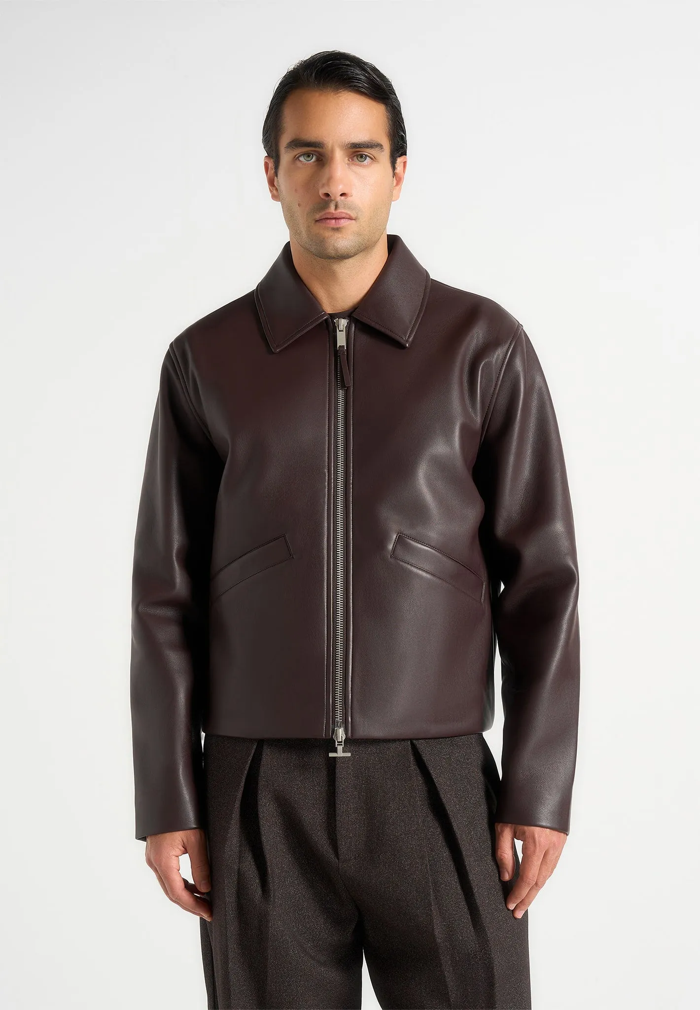 Yves - Minimal Leather Jacket - Brown sold by Maniere De Voir product image thumbnail 2