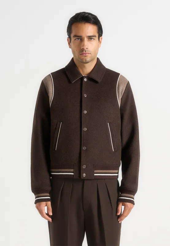 Nico - Contrast Wool Varsity Jacket - Brown sold by Maniere De Voir