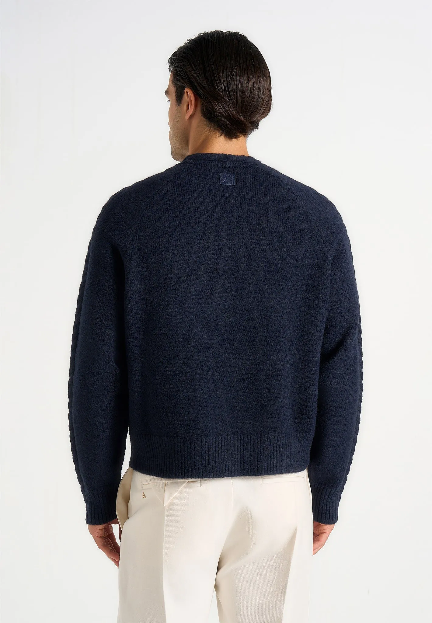 Raymond - Plait Detail Raglan Knit Jumper - Navy sold by Maniere De Voir product image thumbnail 4
