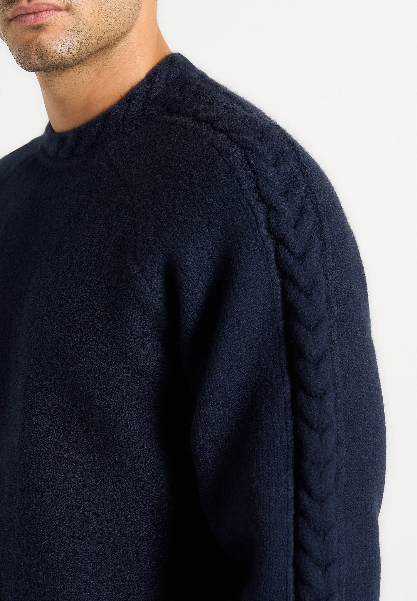 Raymond - Plait Detail Raglan Knit Jumper - Navy sold by Maniere De Voir product image thumbnail 2
