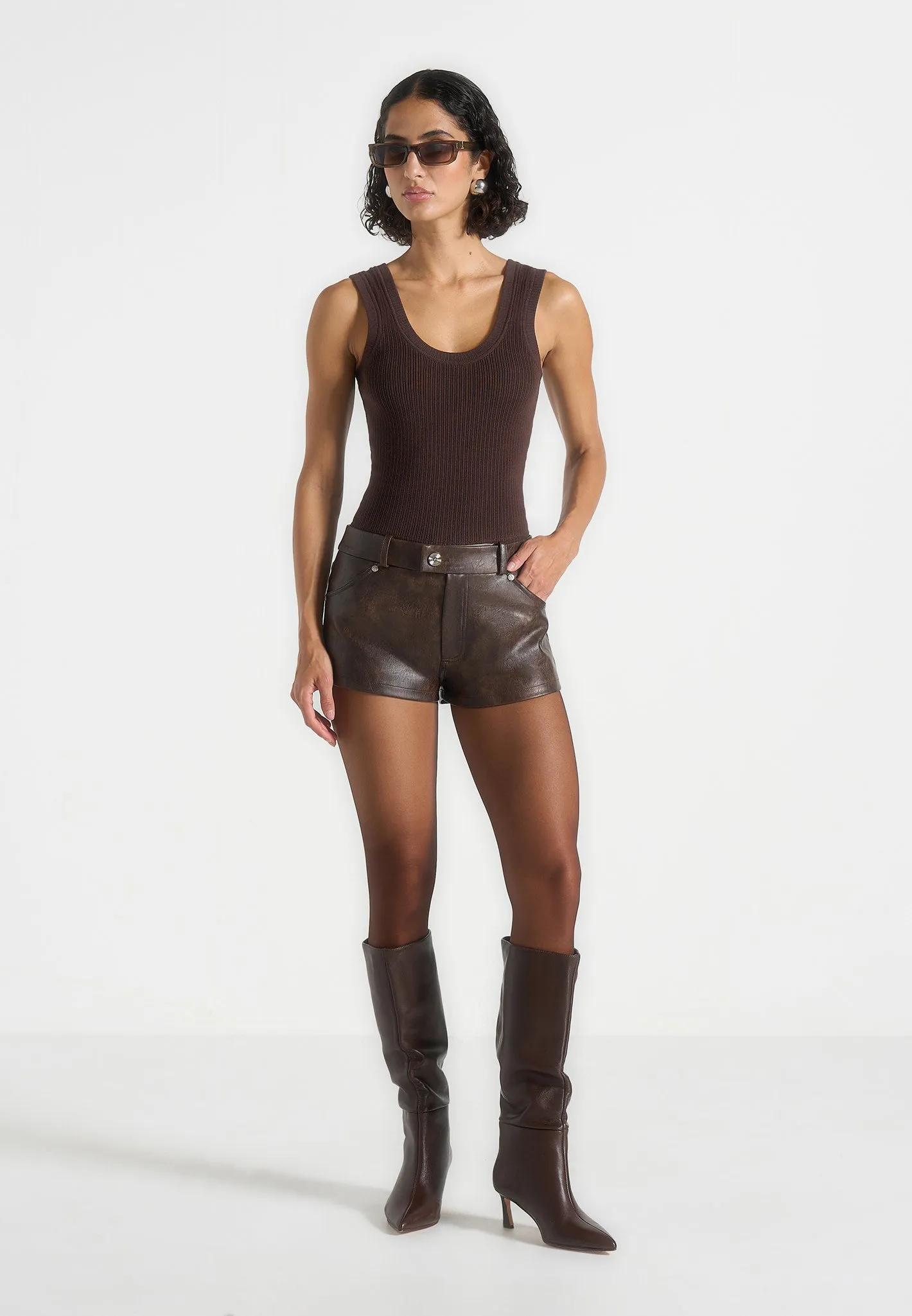 Samia - Vintage Mini Shorts - Brown sold by Maniere De Voir product image thumbnail 3