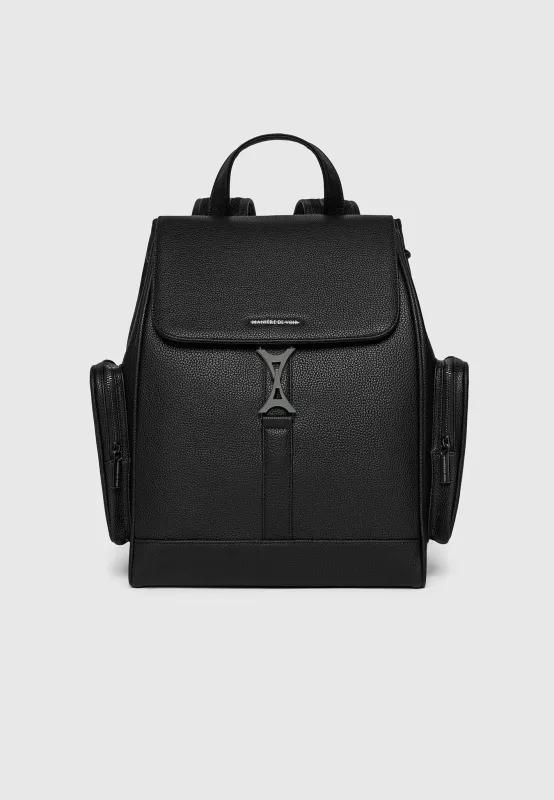 Maloe - Pebbled Leather Eiffel Clasp Backpack - Black sold by Maniere De Voir