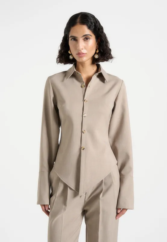 Sonia - Tailored Angled Shirt - Taupe sold by Maniere De Voir
