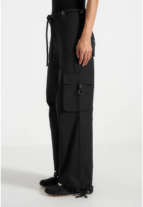 Rosa - Ripstop Parachute Cargo Pants - Black sold by Maniere De Voir