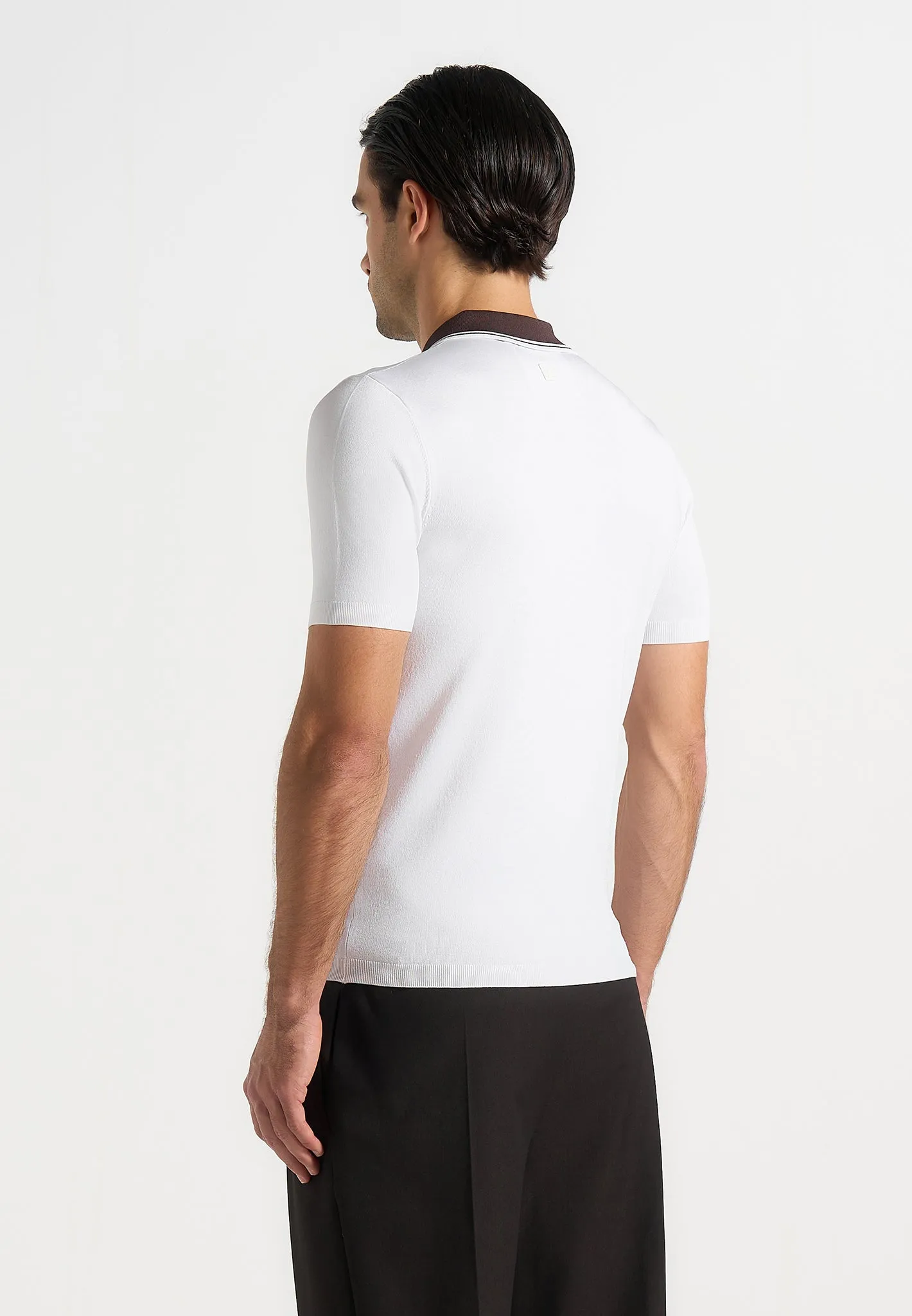Roux - Contrast Detail Luxe Knit Polo Shirt - White sold by Maniere De Voir product image thumbnail 3