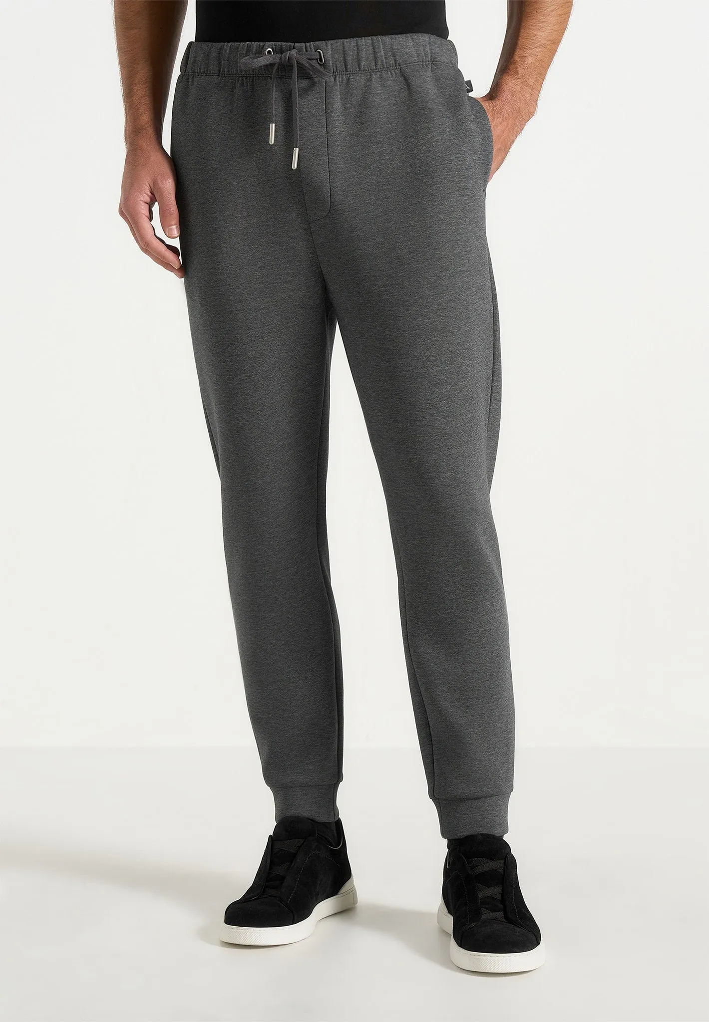 Dion - Neoprene Minimal Tapered Fit Cuffed Joggers - Charcoal Grey sold by Maniere De Voir