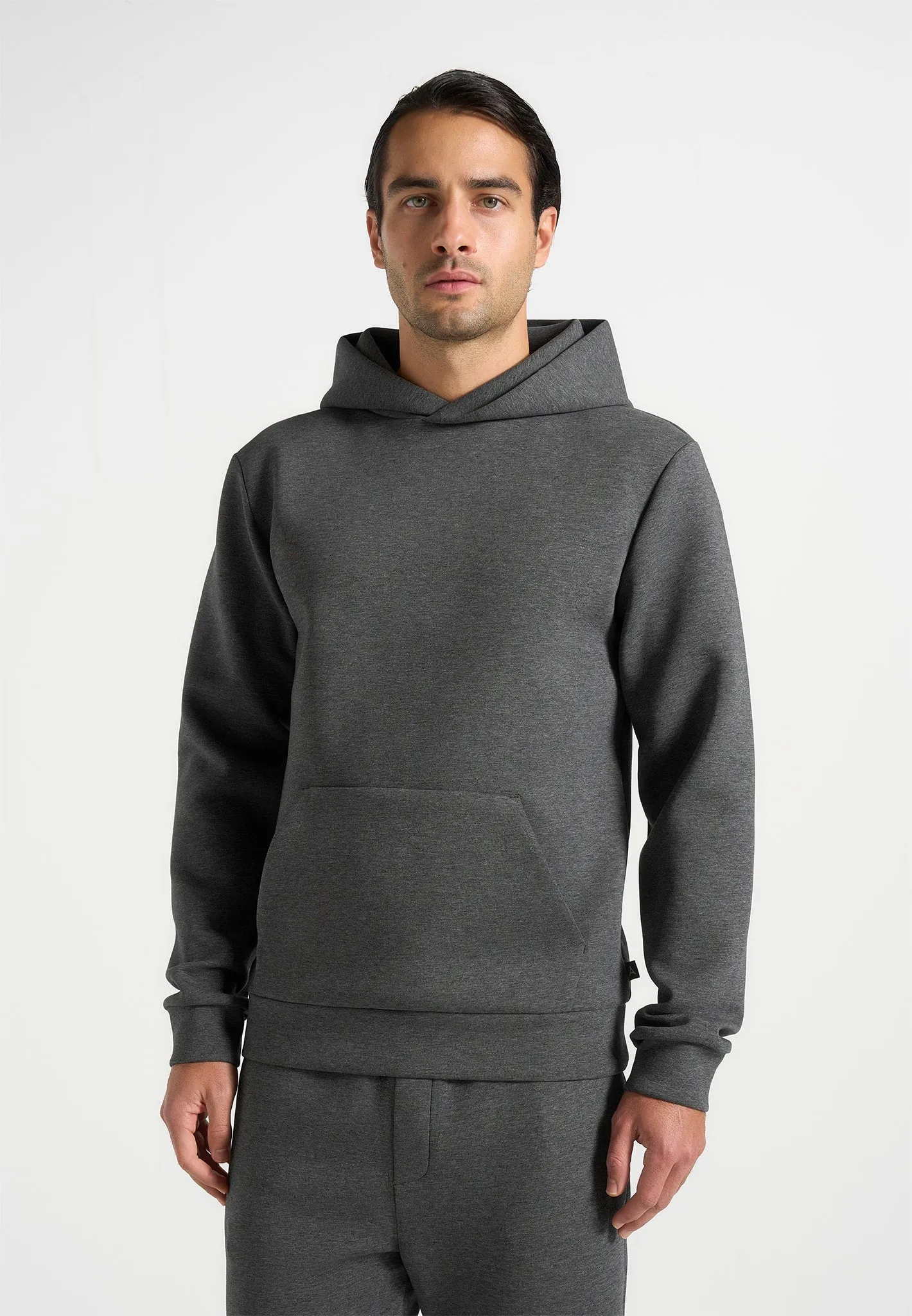 Drew - Neoprene Minimal Regular Fit Hoodie - Charcoal Grey sold by Maniere De Voir