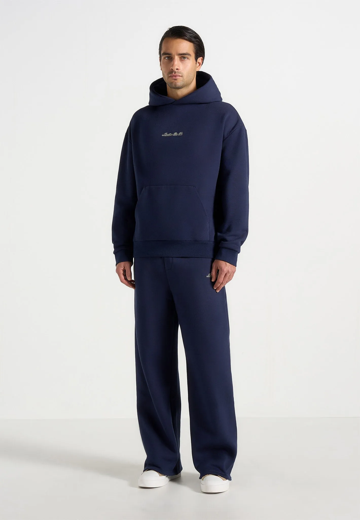 Ollie - Unisex Signature Relaxed Fit Hoodie - Navy sold by Maniere De Voir product image thumbnail 2