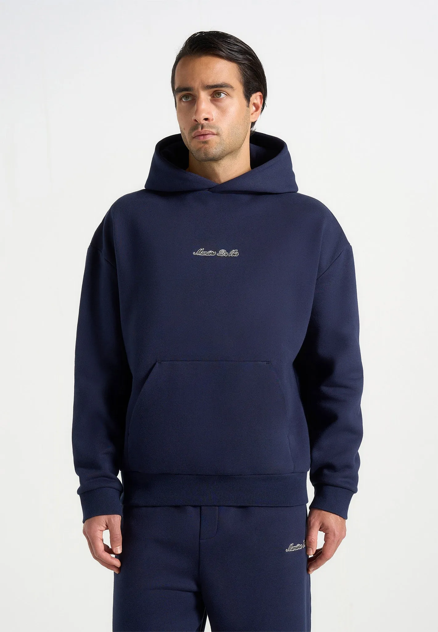 Ollie - Unisex Signature Relaxed Fit Hoodie - Navy sold by Maniere De Voir product image thumbnail 3