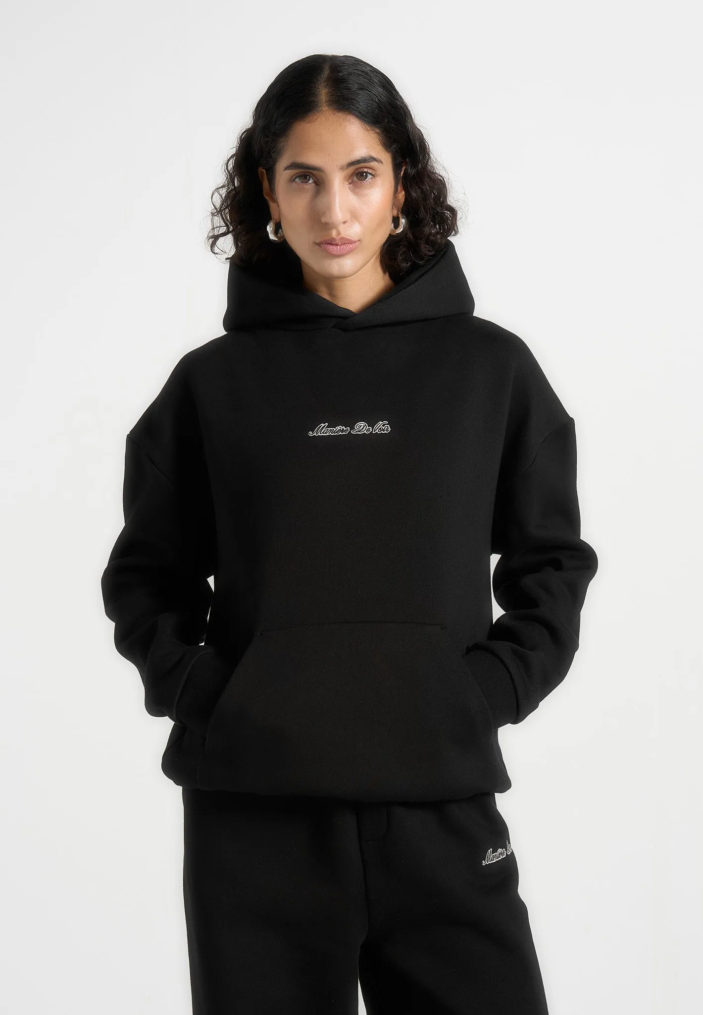 Ollie - Unisex Signature Relaxed Fit Hoodie - Black sold by Maniere De Voir product image thumbnail 5