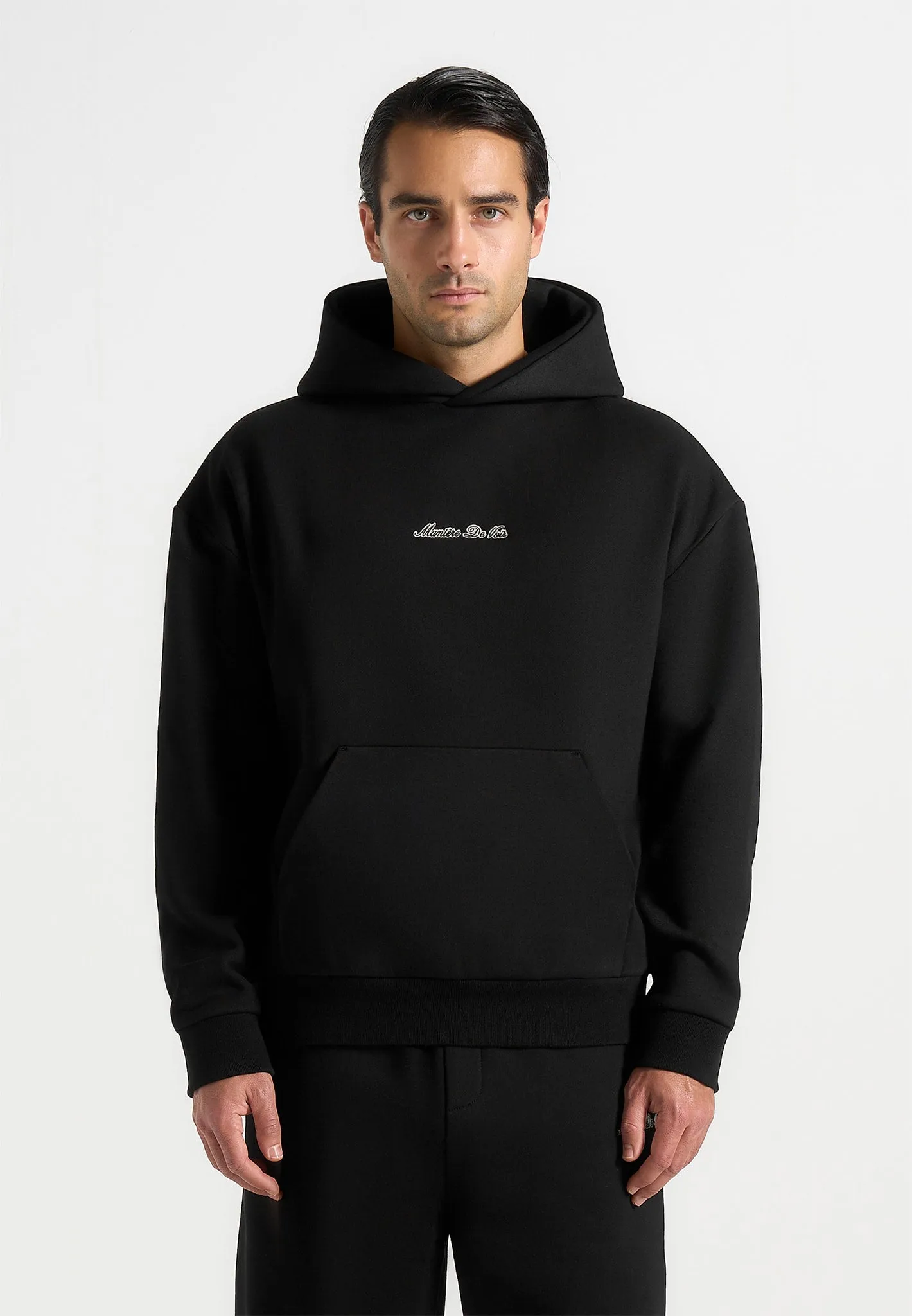 Ollie - Unisex Signature Relaxed Fit Hoodie - Black sold by Maniere De Voir product image thumbnail 4