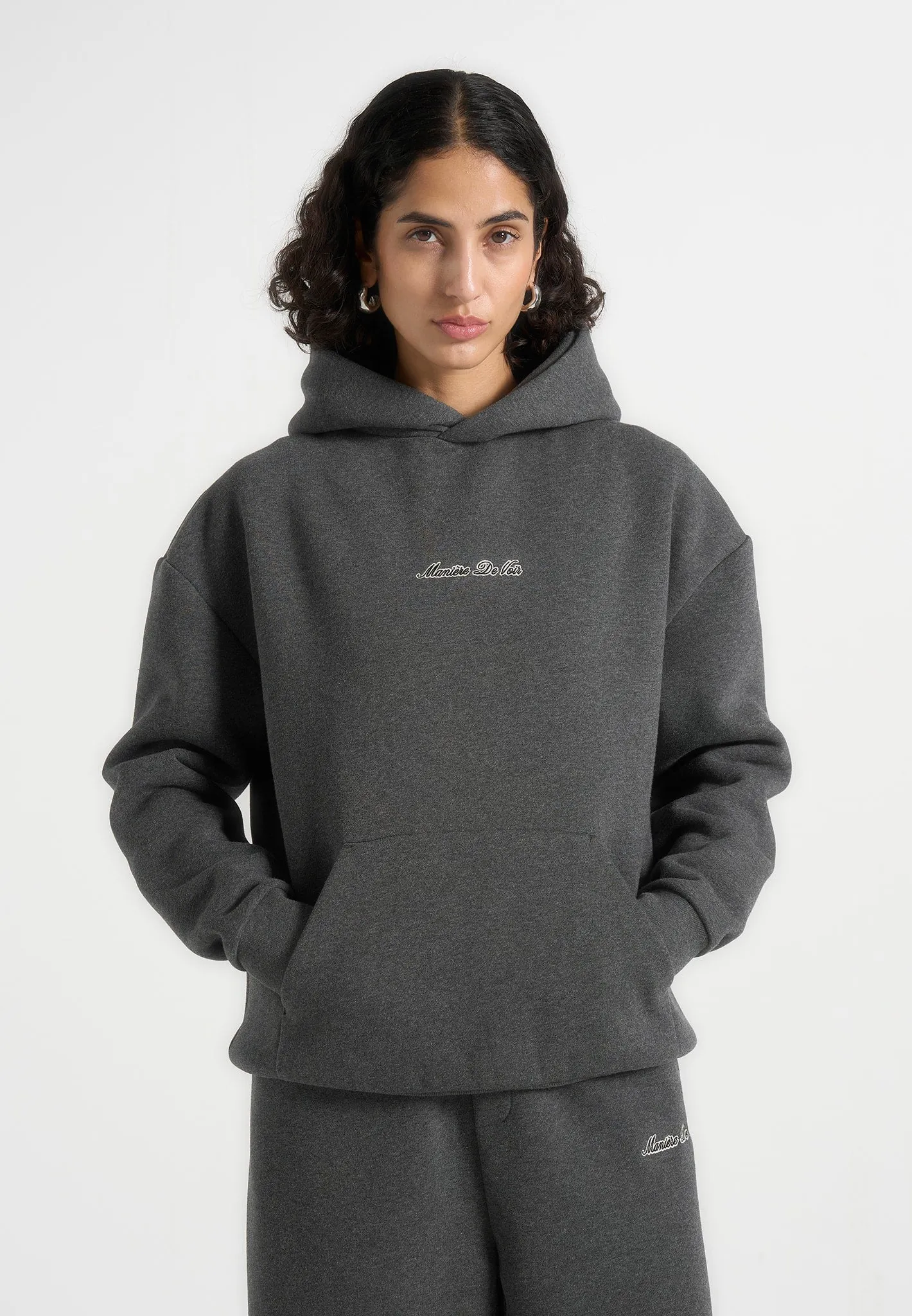 Ollie - Unisex Signature Relaxed Fit Hoodie - Charcoal Grey sold by Maniere De Voir product image thumbnail 5