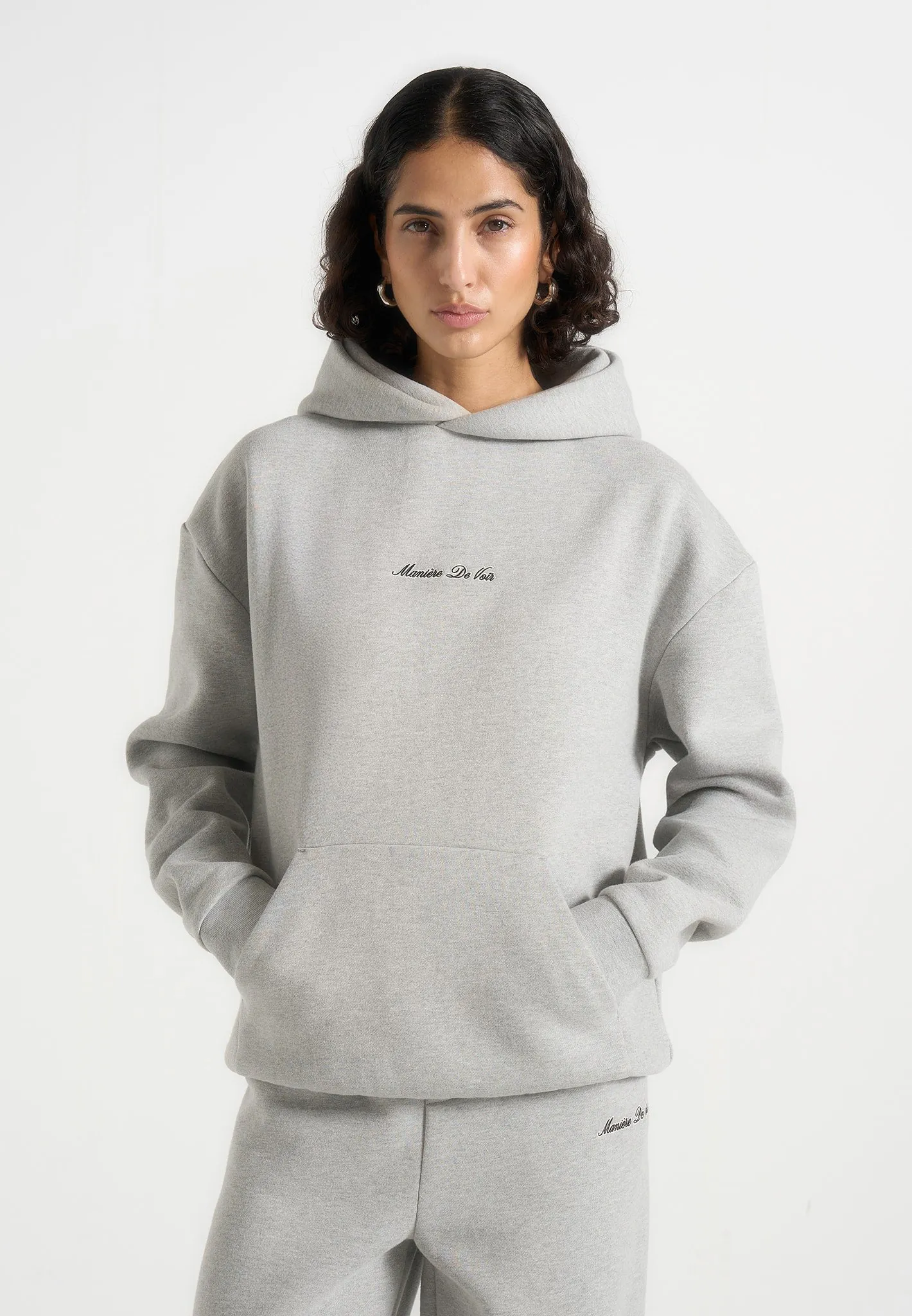 Ollie - Unisex Signature Relaxed Fit Hoodie - Grey Marl sold by Maniere De Voir product image thumbnail 5