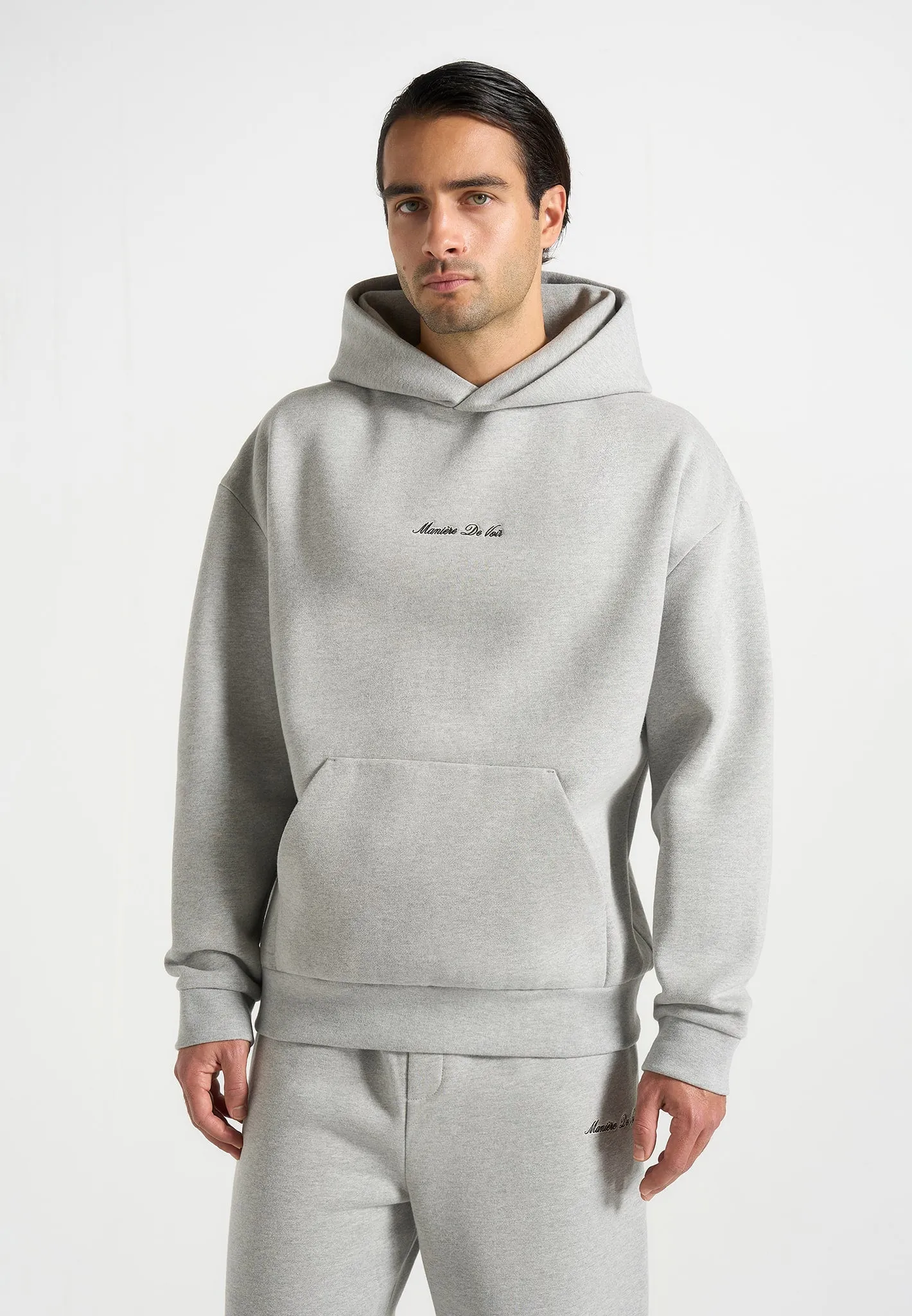Ollie - Unisex Signature Relaxed Fit Hoodie - Grey Marl sold by Maniere De Voir product image thumbnail 4