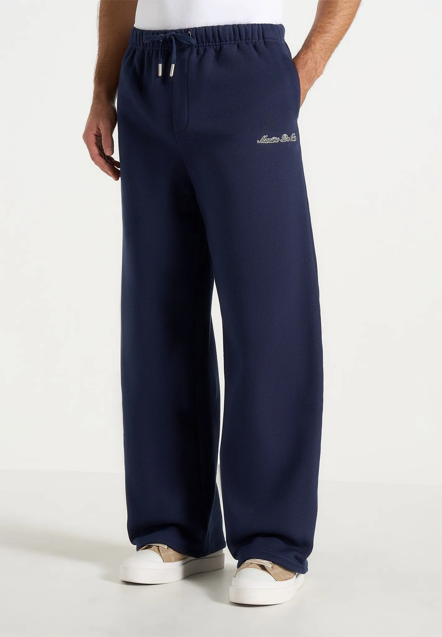 Taylor - Unisex Signature Wide Leg Joggers - Navy sold by Maniere De Voir product image thumbnail 2