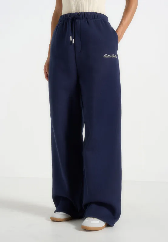 Taylor - Unisex Signature Wide Leg Joggers - Navy sold by Maniere De Voir