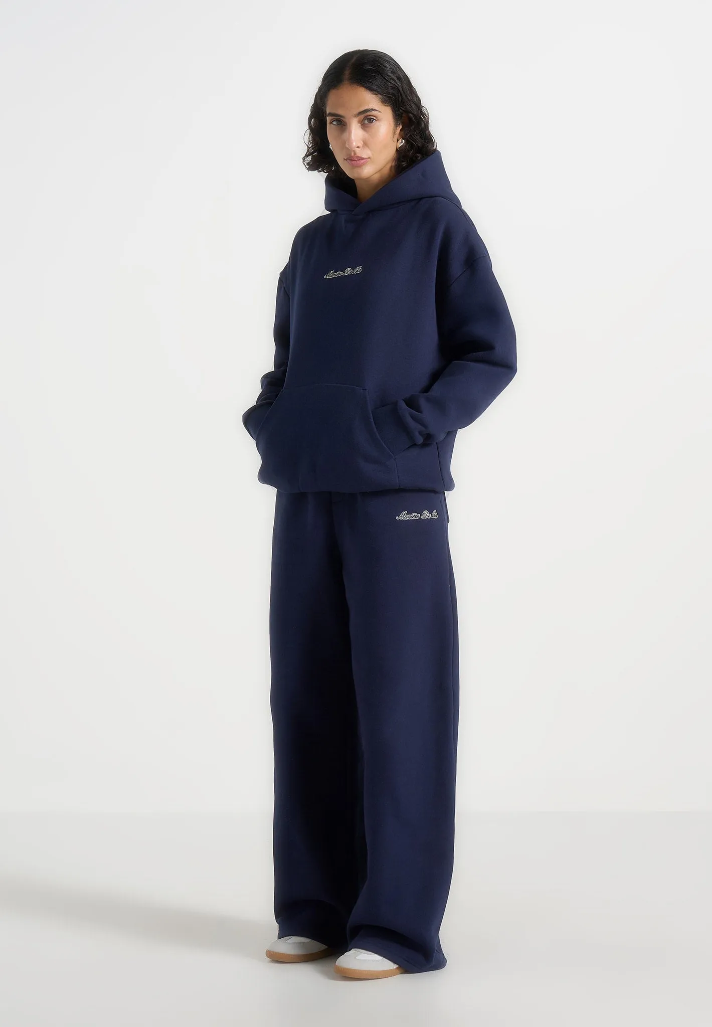 Taylor - Unisex Signature Wide Leg Joggers - Navy sold by Maniere De Voir product image thumbnail 4