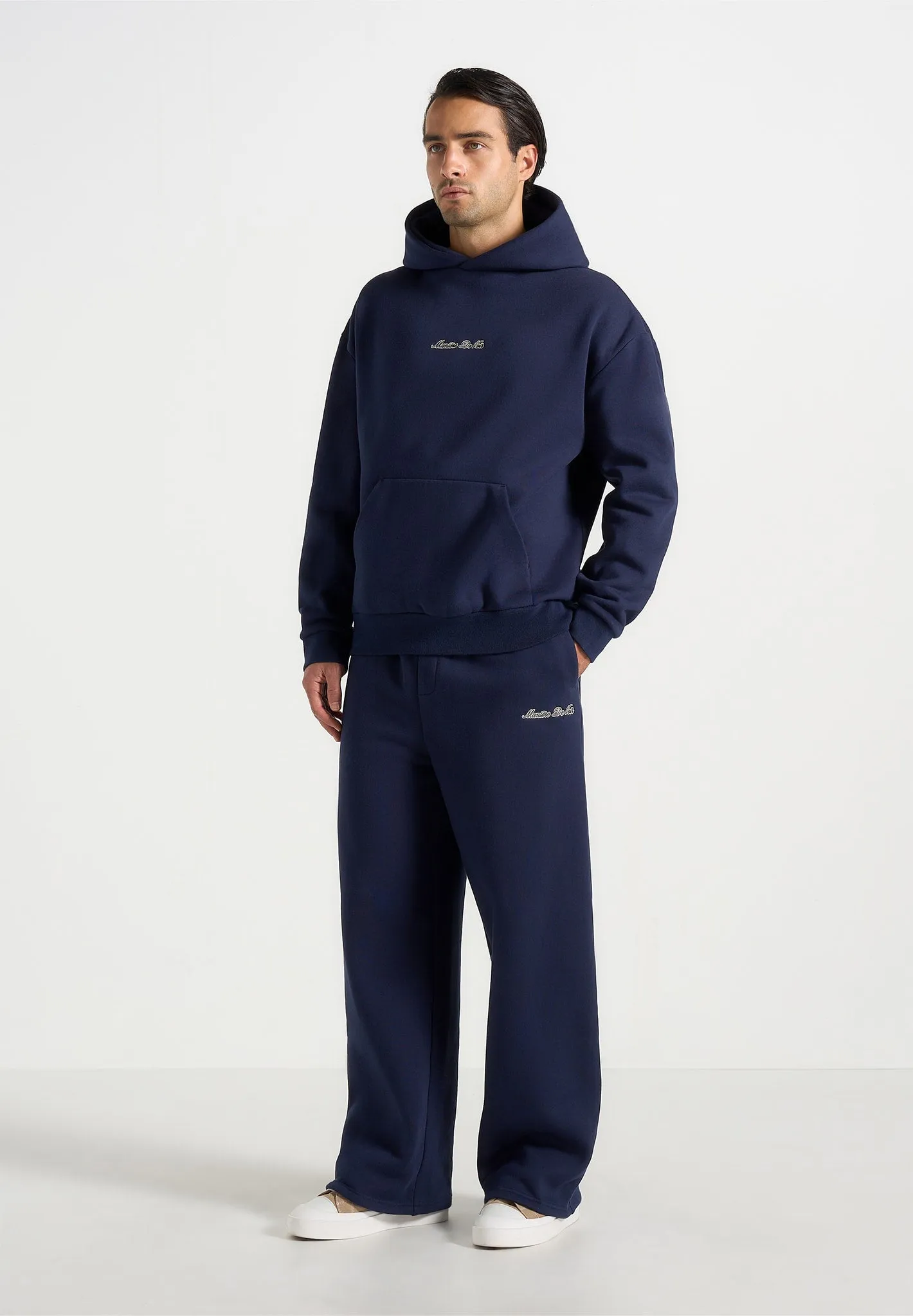 Taylor - Unisex Signature Wide Leg Joggers - Navy sold by Maniere De Voir product image thumbnail 3