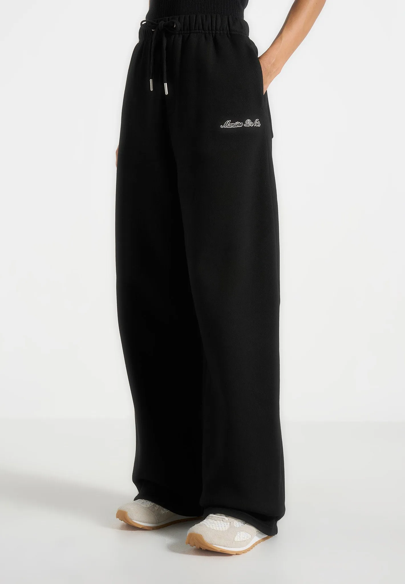 Taylor - Unisex Signature Wide Leg Joggers - Black sold by Maniere De Voir
