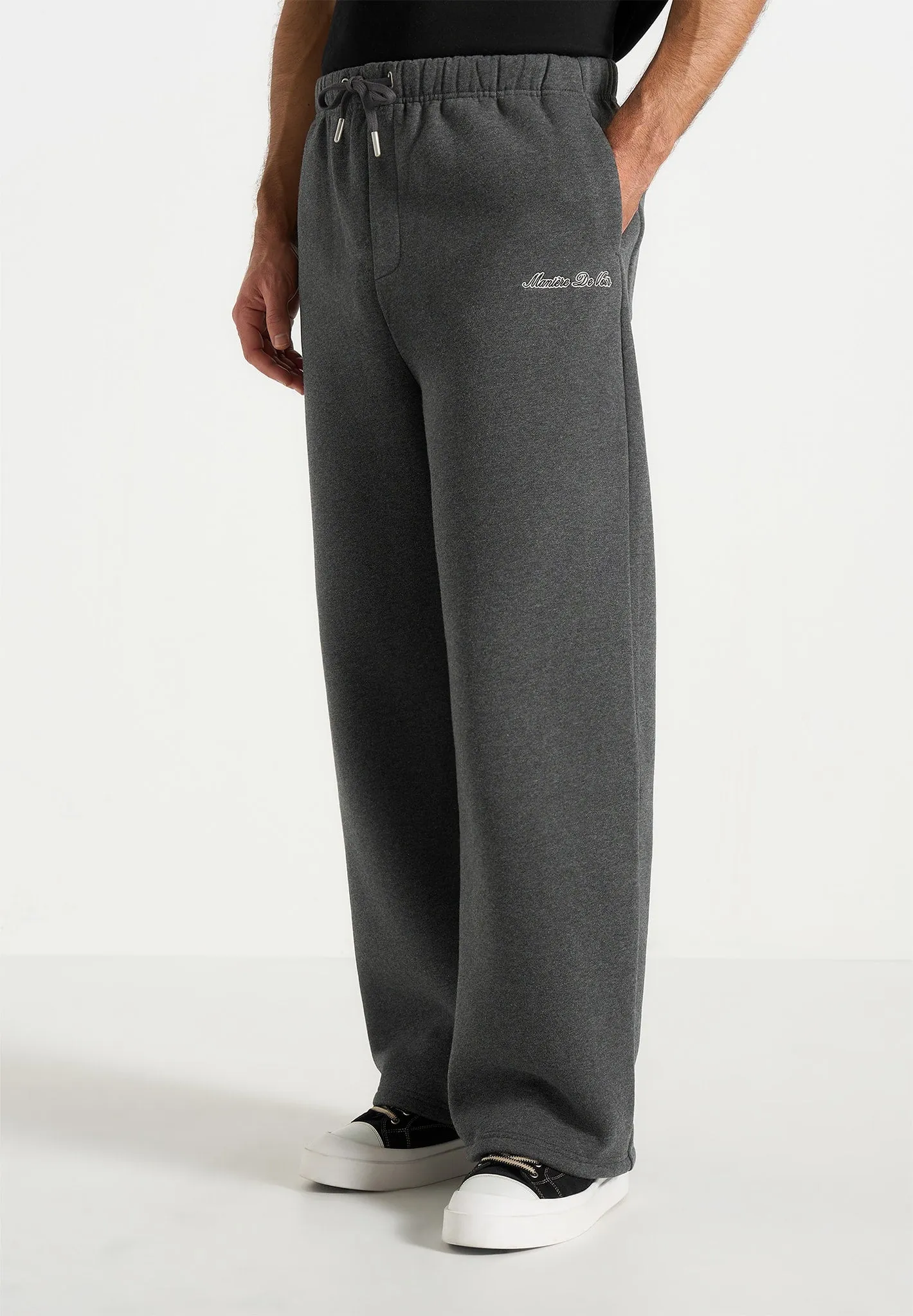 Taylor - Unisex Signature Wide Leg Joggers - Charcoal Grey sold by Maniere De Voir product image thumbnail 2