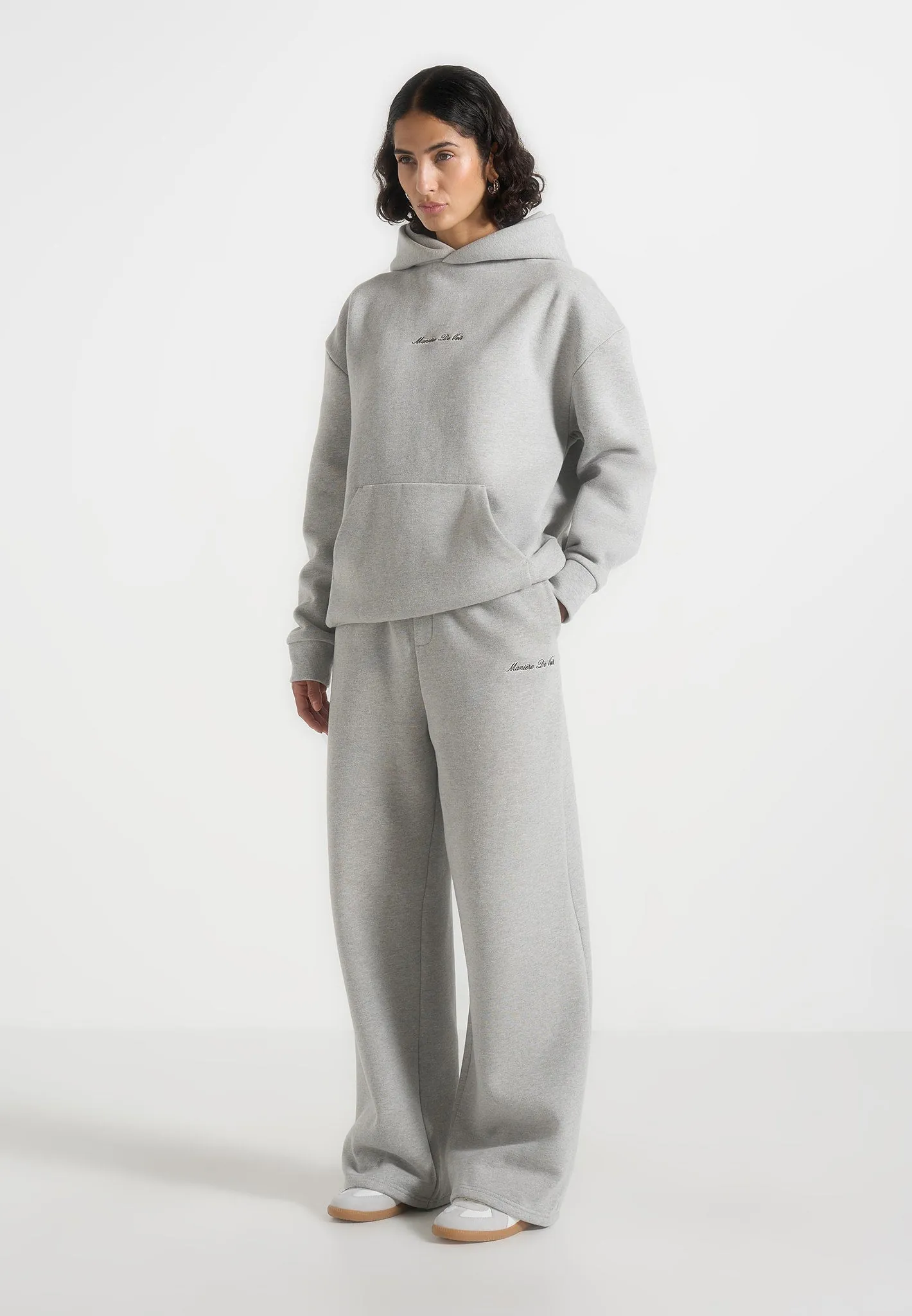 Taylor - Unisex Signature Wide Leg Joggers - Marl Grey sold by Maniere De Voir product image thumbnail 4