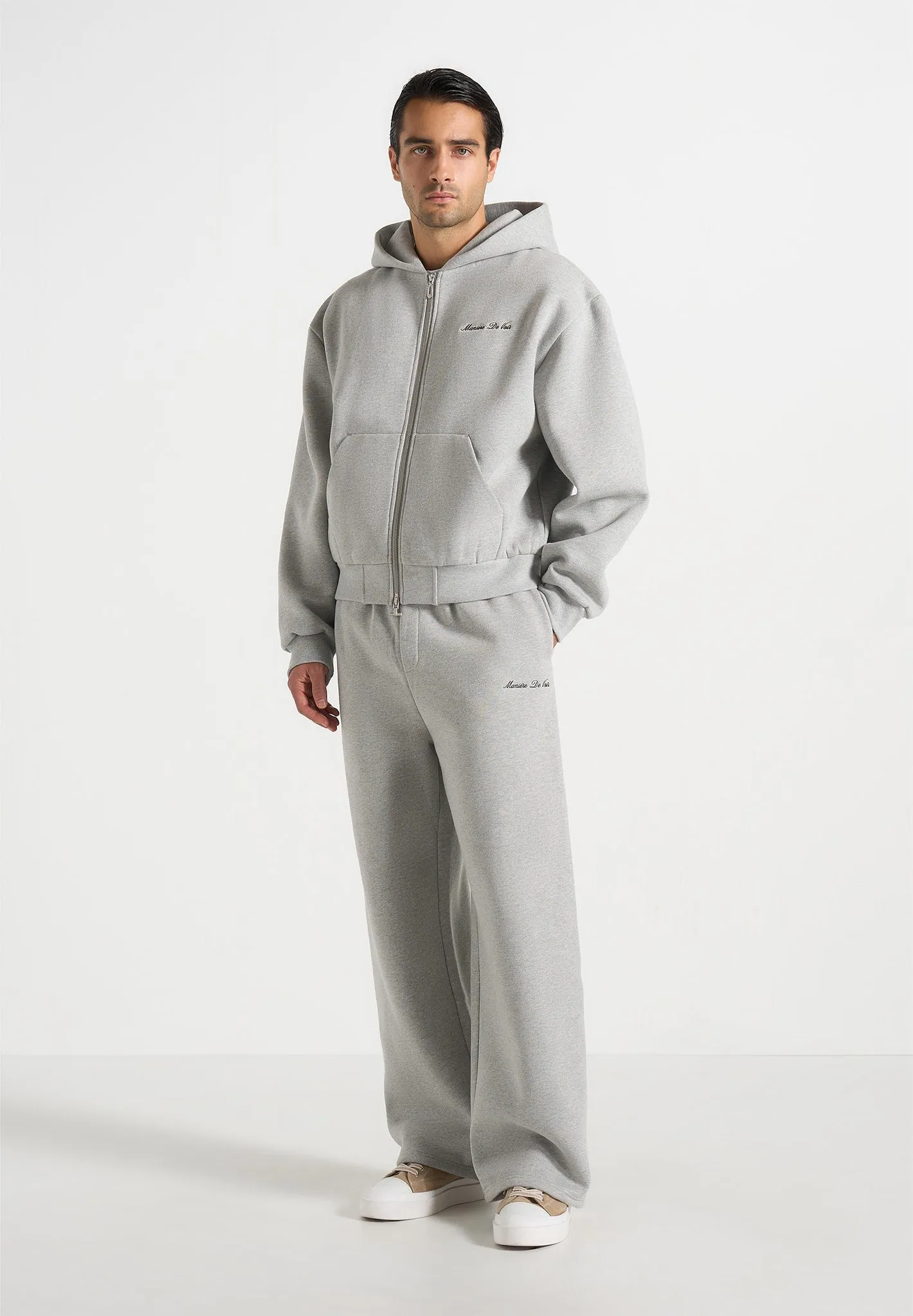 Taylor - Unisex Signature Wide Leg Joggers - Marl Grey sold by Maniere De Voir product image thumbnail 3