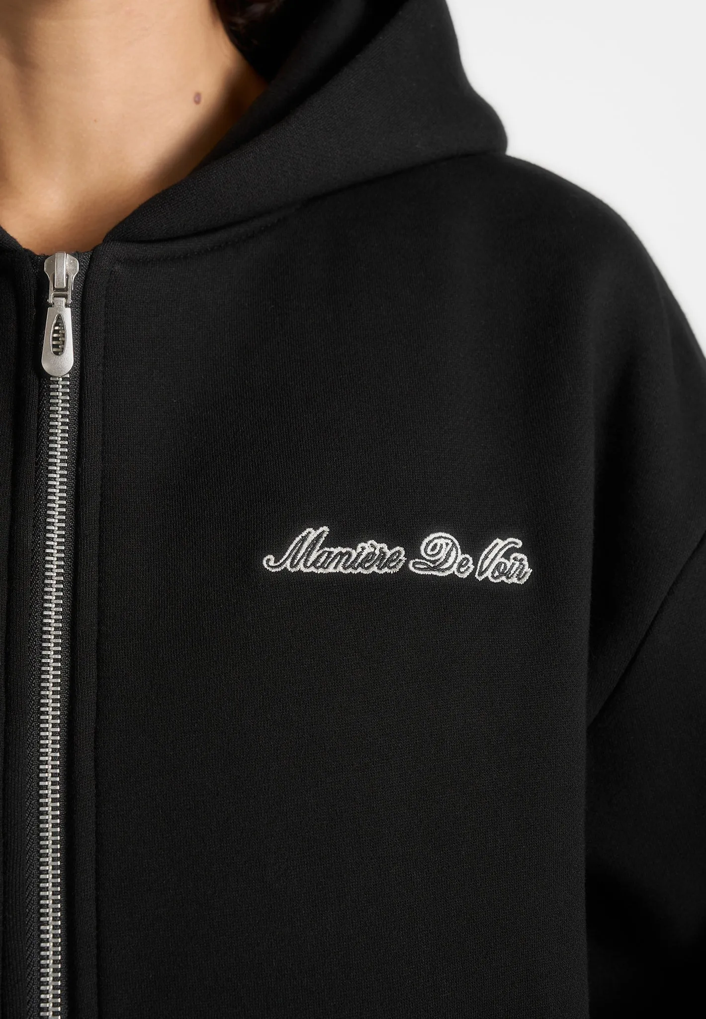 Zia - Unisex Signature Relaxed Fit Zip Hoodie - Black sold by Maniere De Voir product image thumbnail 3