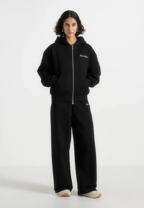 Zia - Unisex Signature Relaxed Fit Zip Hoodie - Black sold by Maniere De Voir