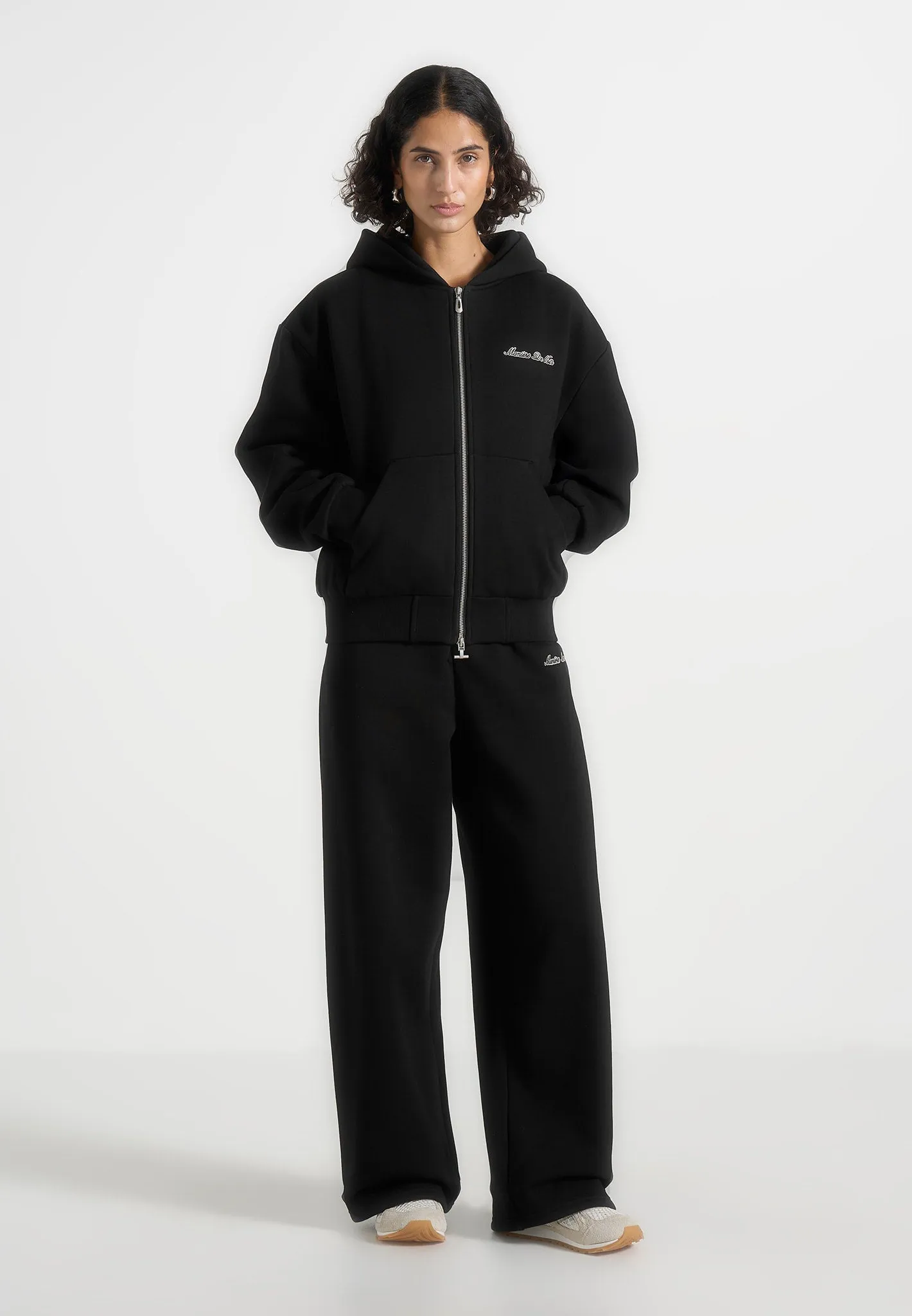 Zia - Unisex Signature Relaxed Fit Zip Hoodie - Black sold by Maniere De Voir