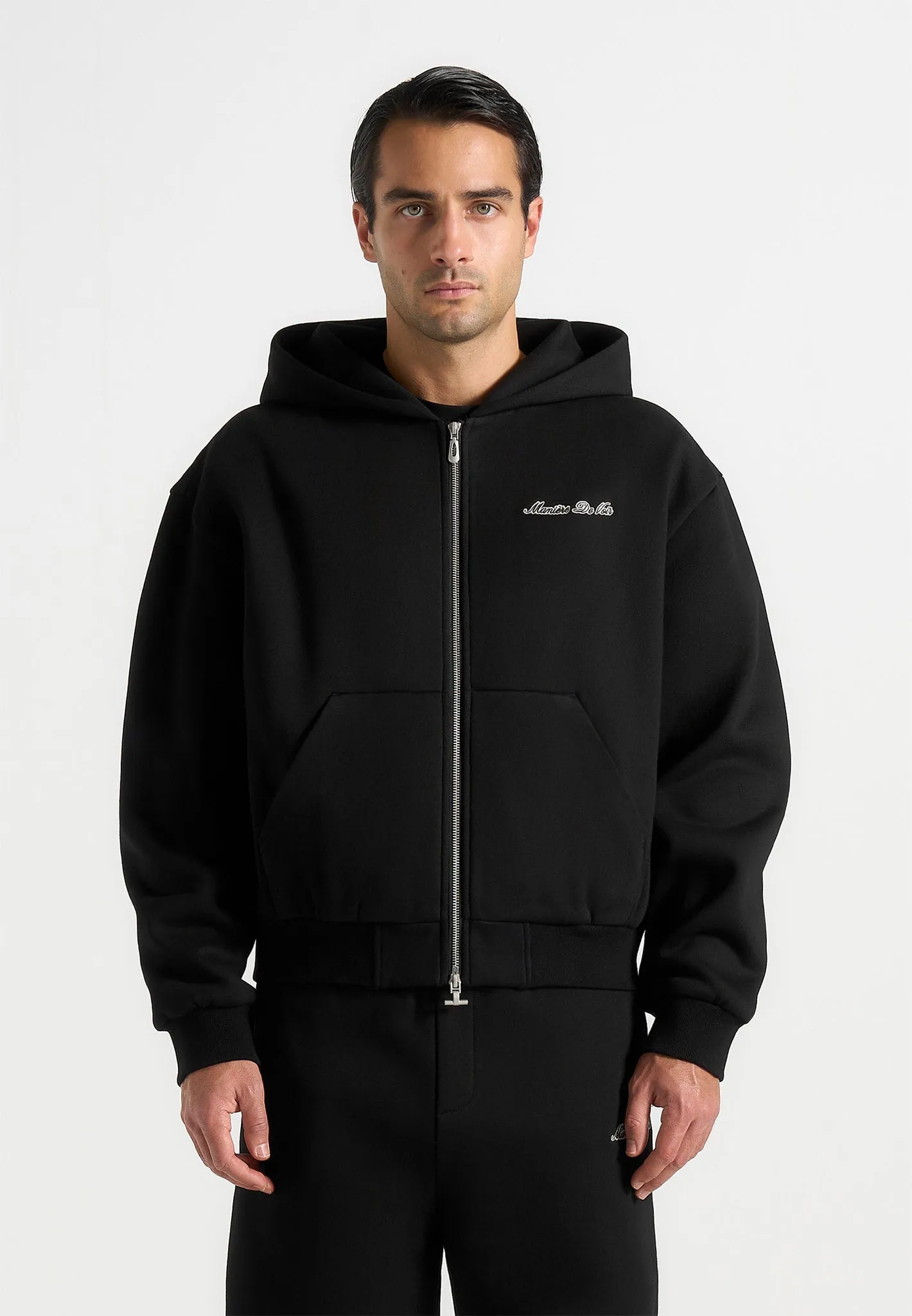 Zia - Unisex Signature Relaxed Fit Zip Hoodie - Black sold by Maniere De Voir product image thumbnail 4