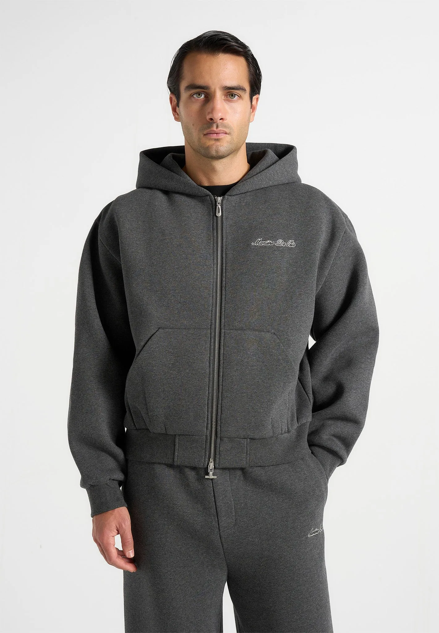 Zia - Unisex Signature Relaxed Fit Zip Hoodie - Charcoal Grey sold by Maniere De Voir product image thumbnail 2