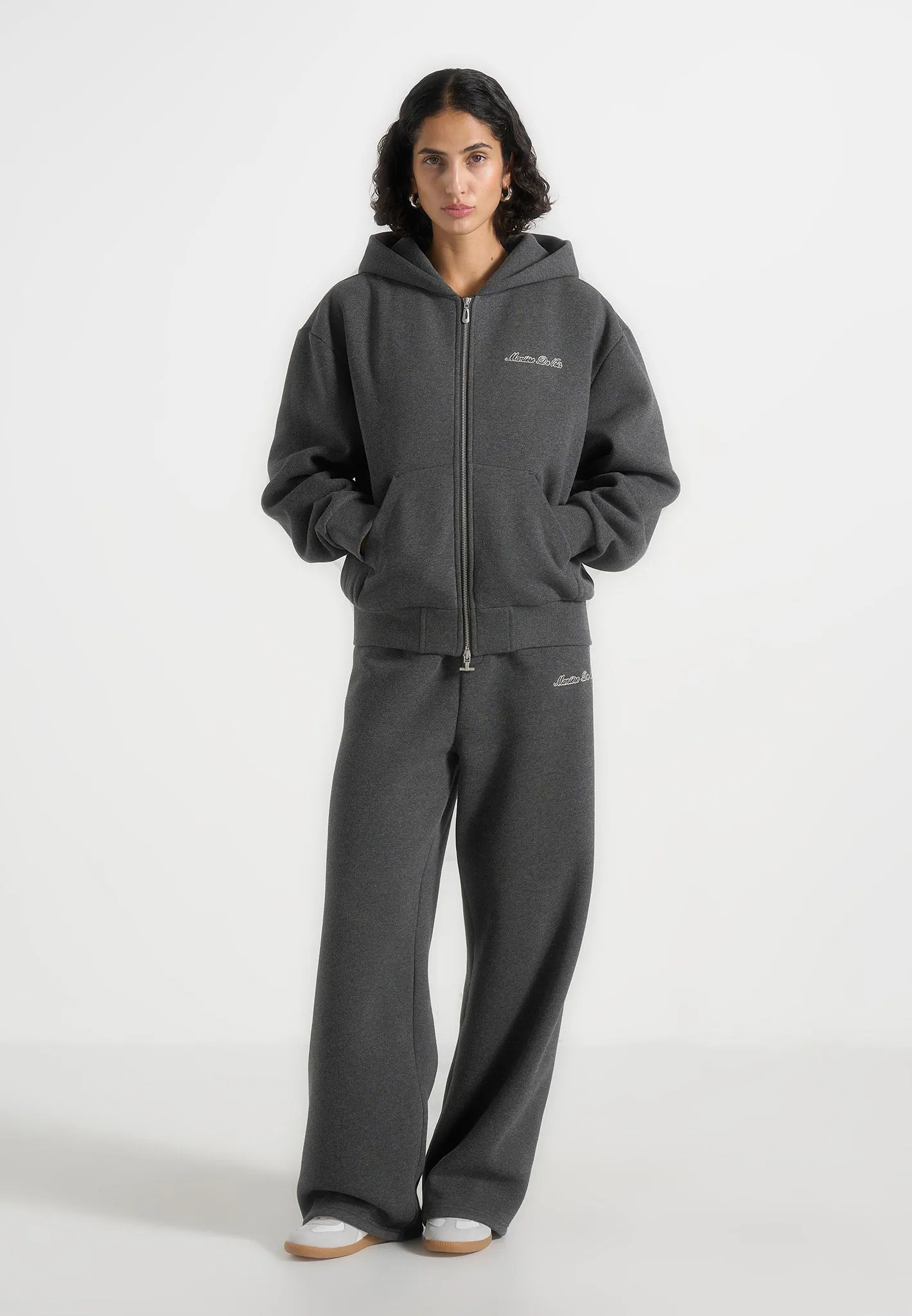 Zia - Unisex Signature Relaxed Fit Zip Hoodie - Charcoal Grey sold by Maniere De Voir product image thumbnail 4